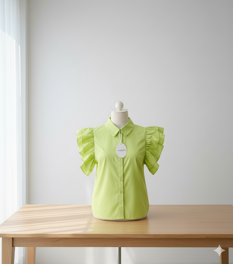 قميص بأكمام الكشكش