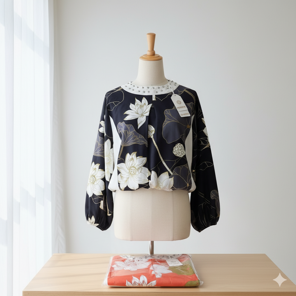 بلوزة بنقشة الزهور
