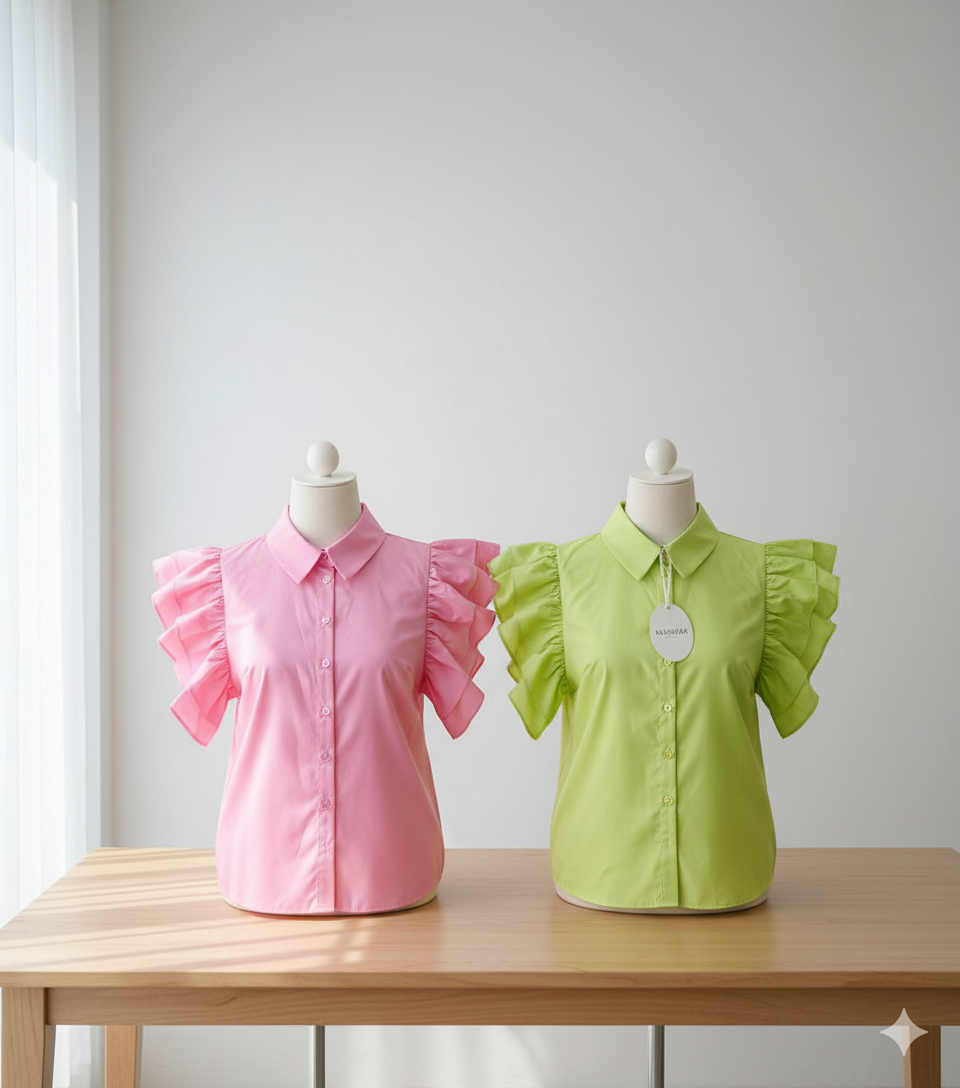 قميص بأكمام الكشكش