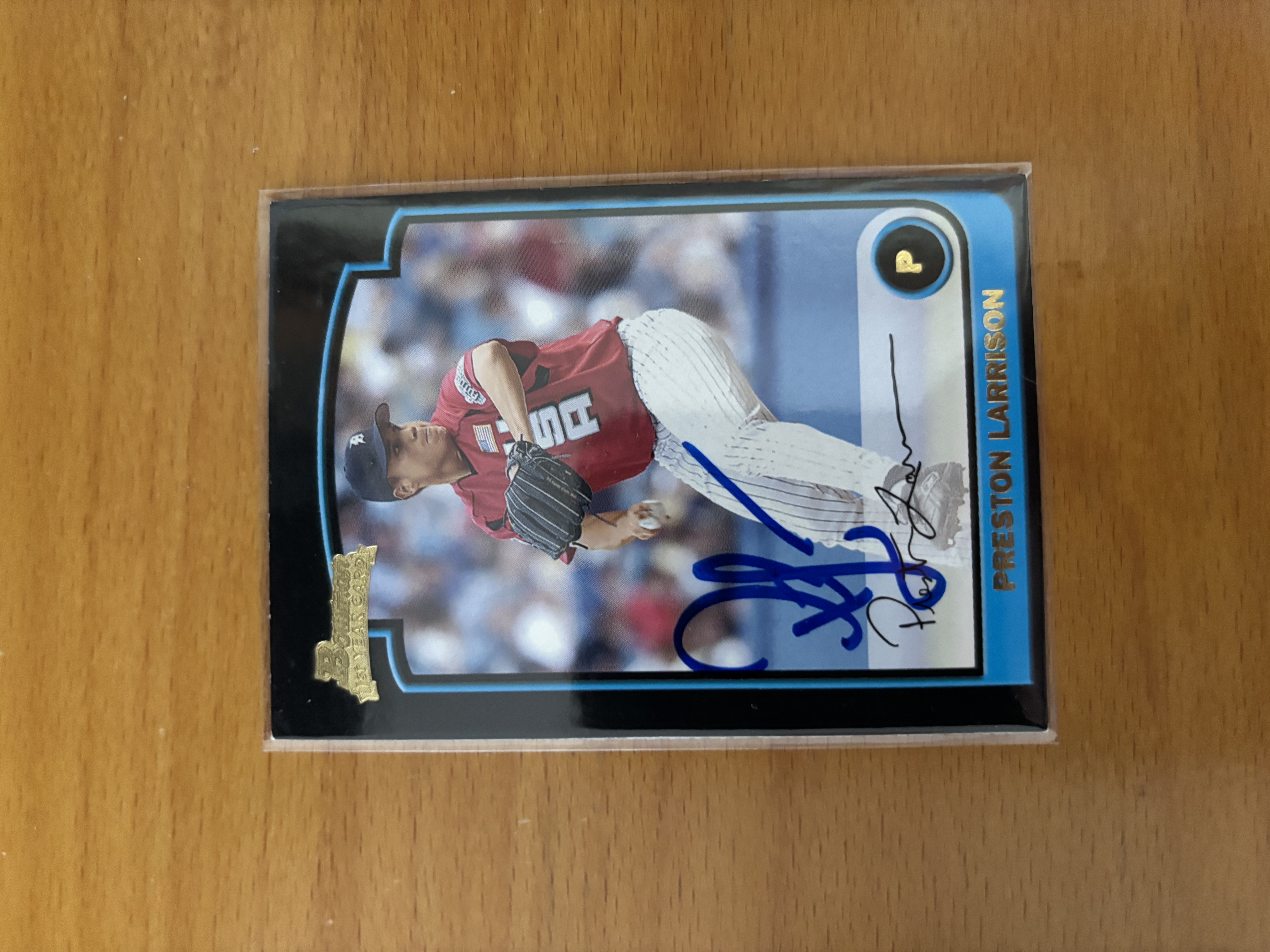 Preston Larrison Autographed Baseball Card