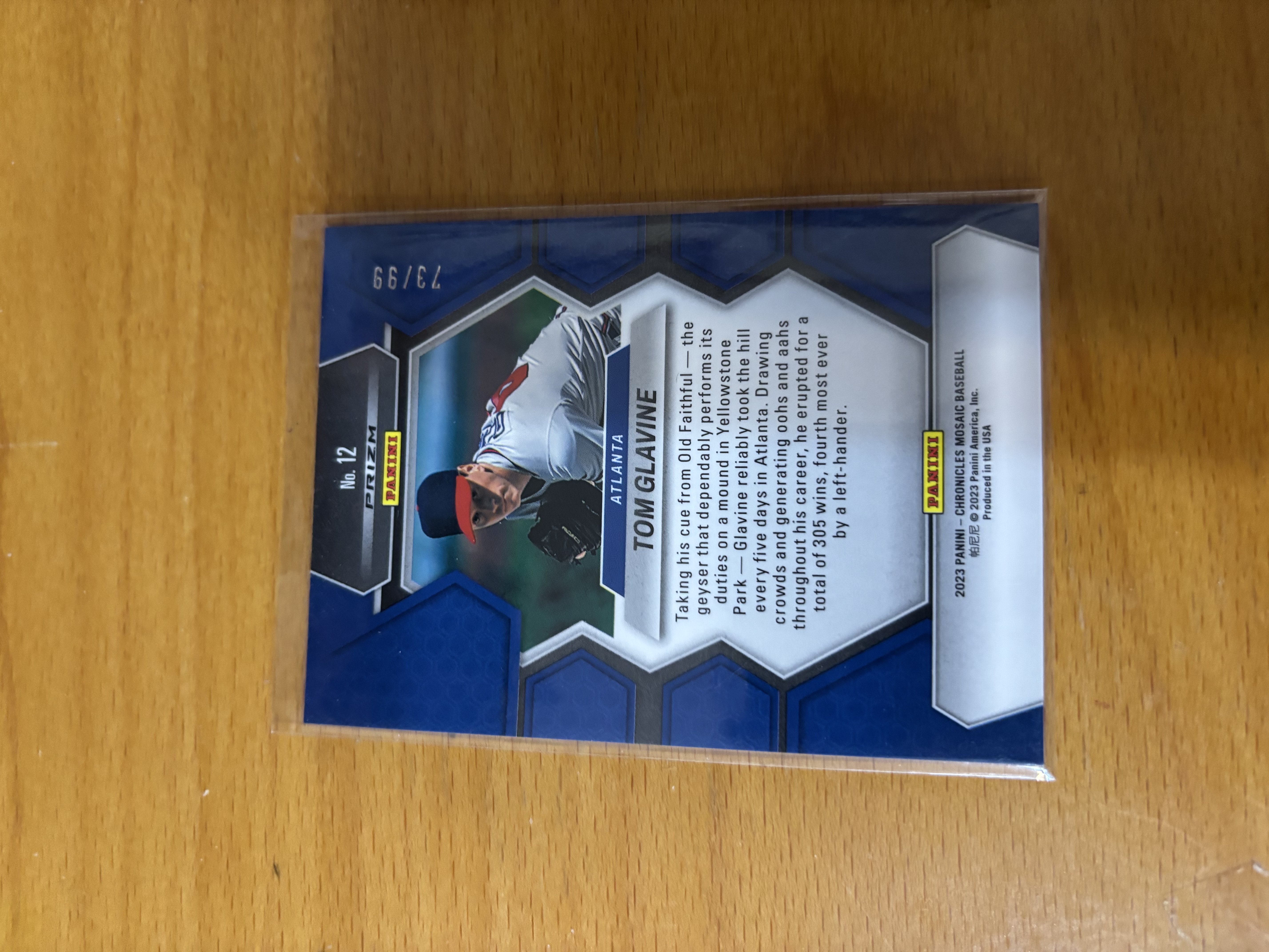 Tom Glavine Panini Baseball Card