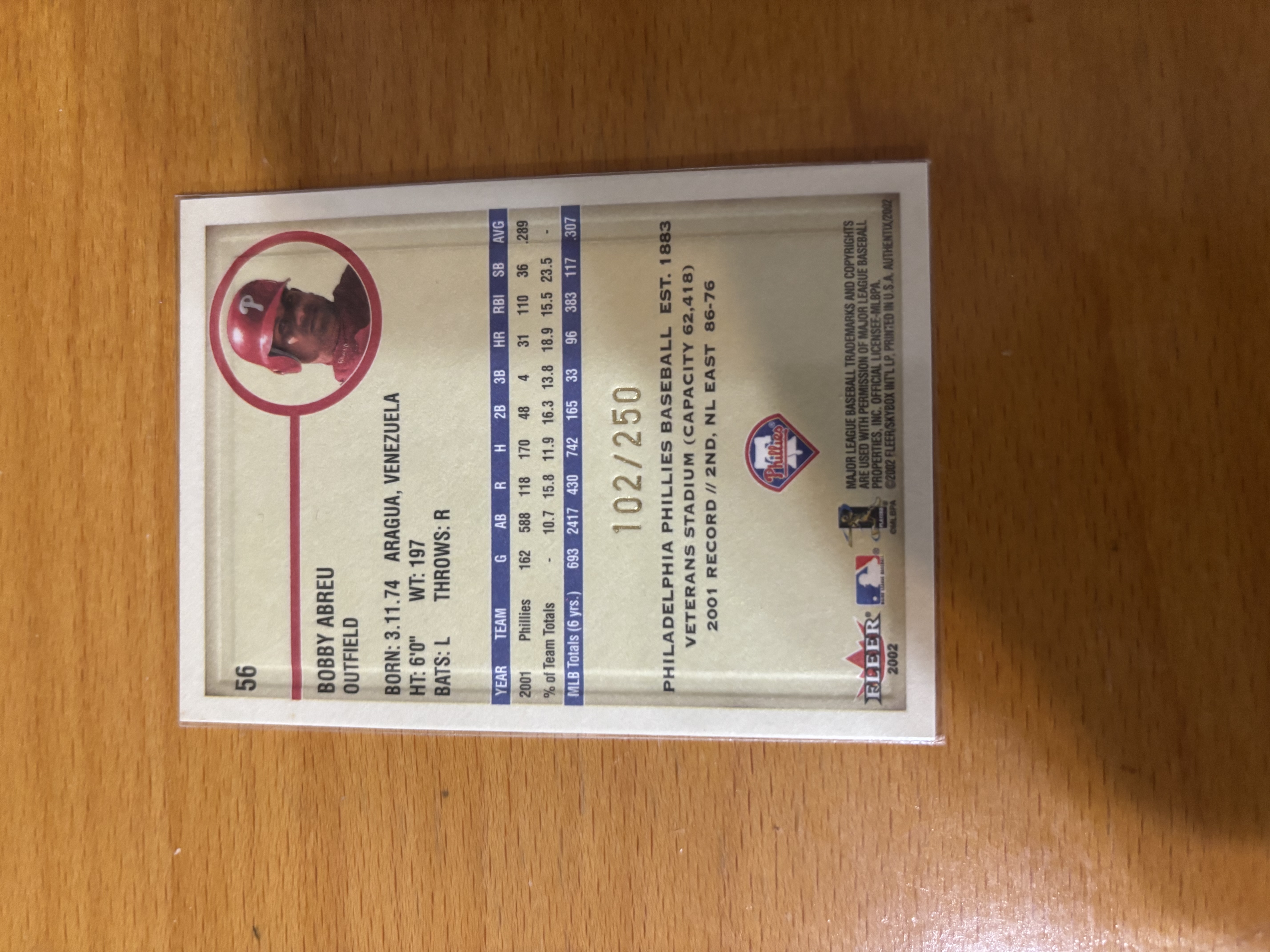 Bob Abreu Limited Edition Baseball Card