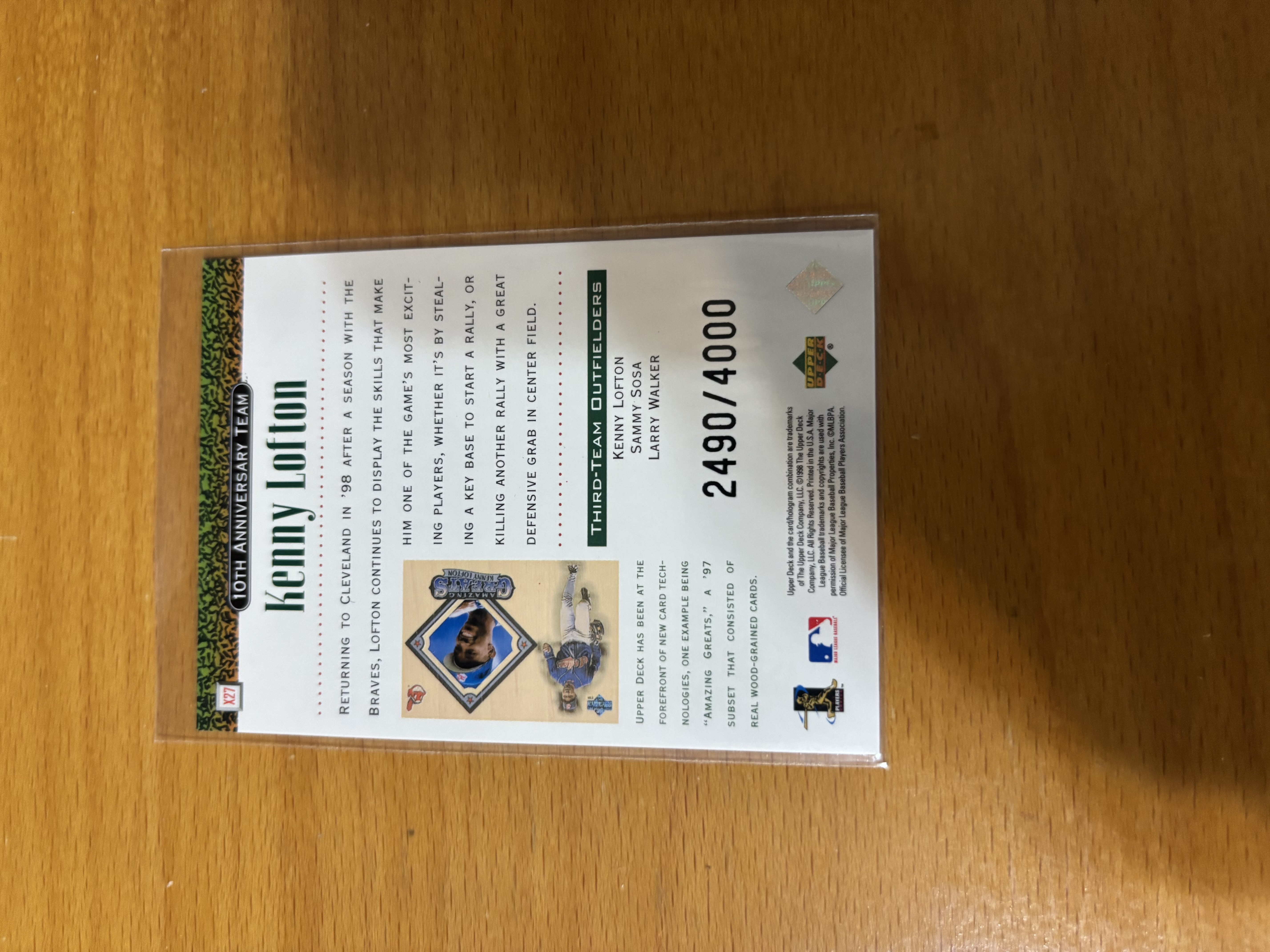 Kenny Lofton Limited Edition Baseball Card