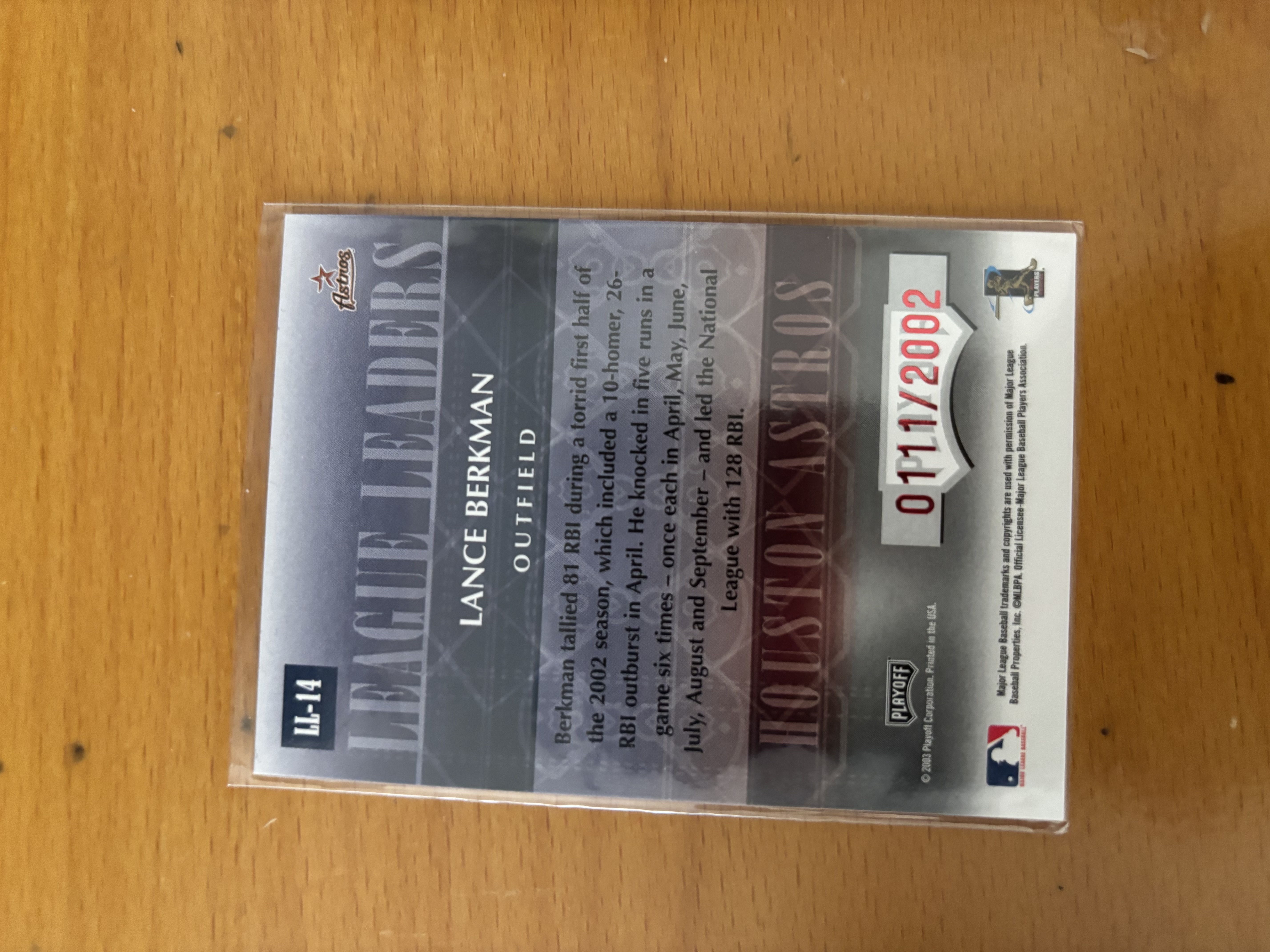 Lance Berkman League Leaders Baseball Card