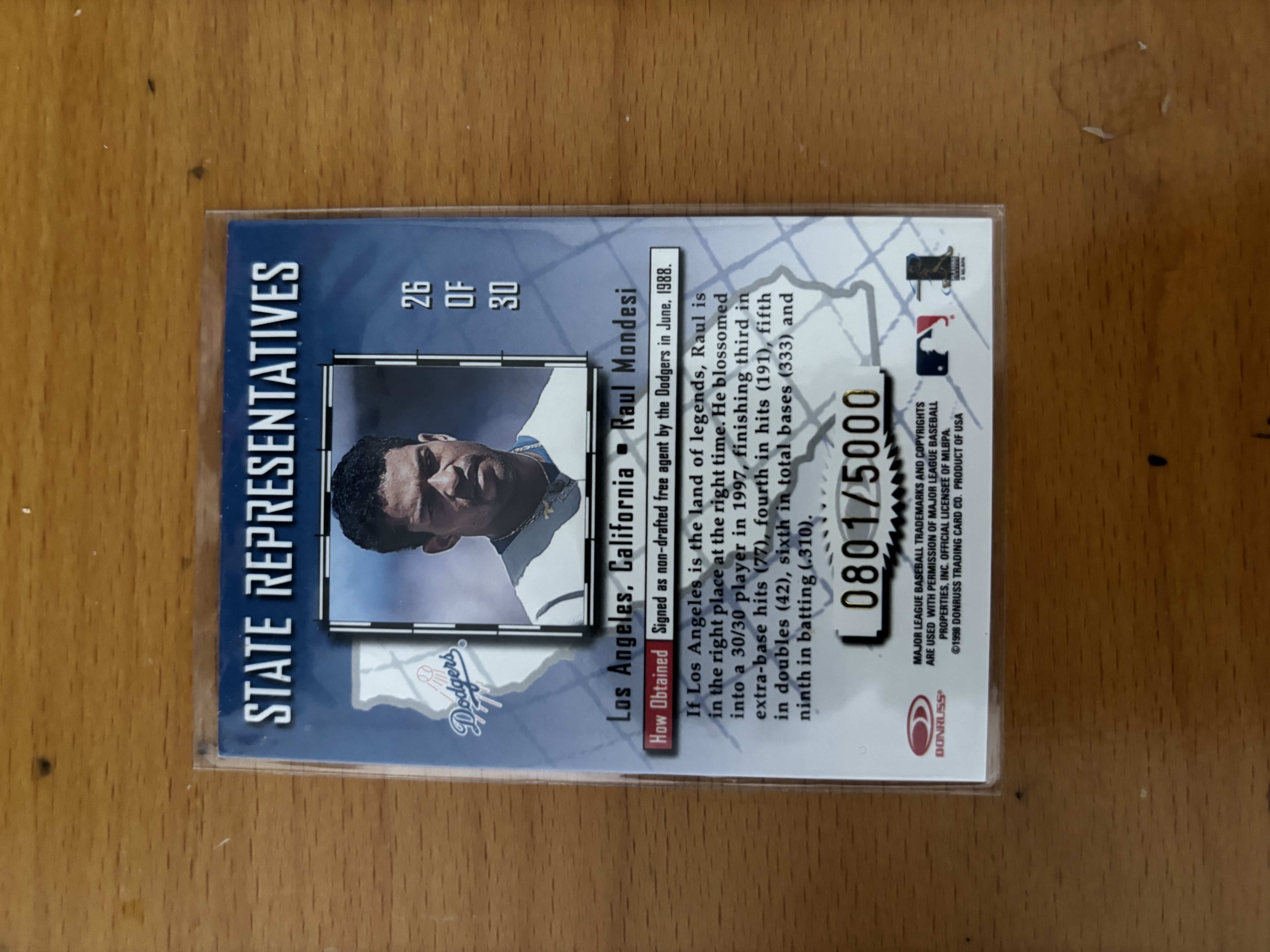 State Representatives Baseball Card