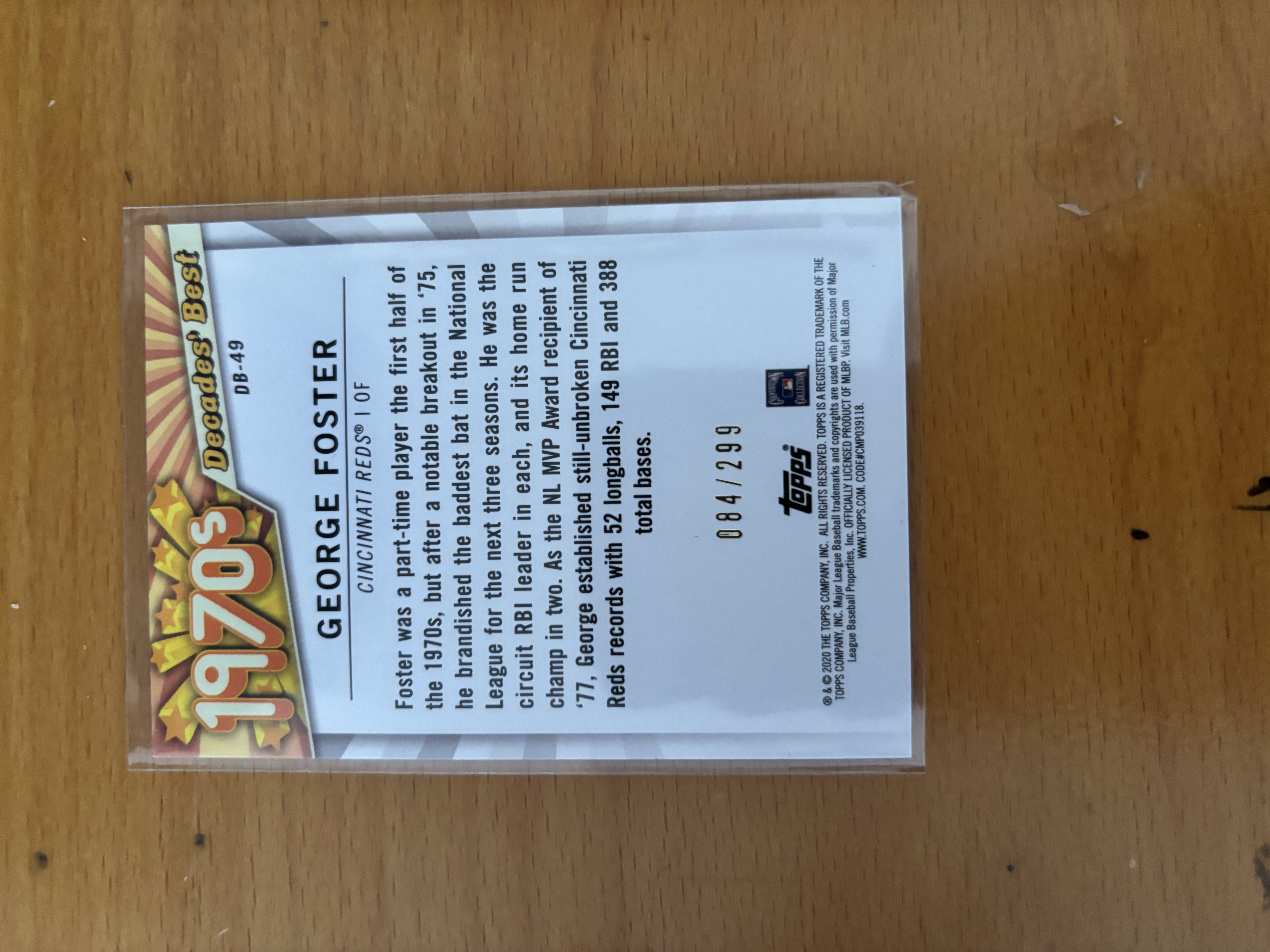 1970s Decades' Best George Foster Baseball Card
