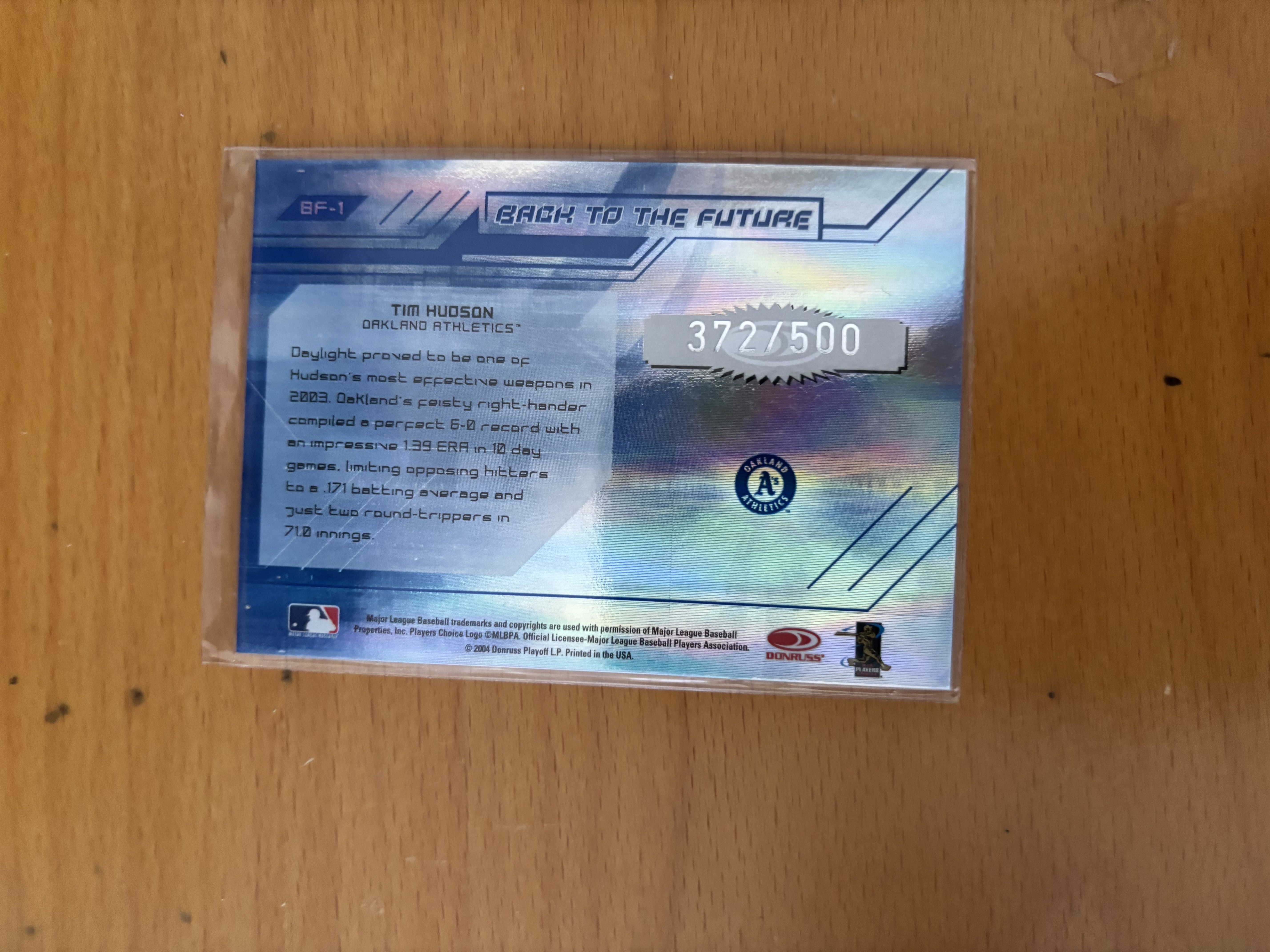 Tim Hudson Back to the Future Baseball Card
