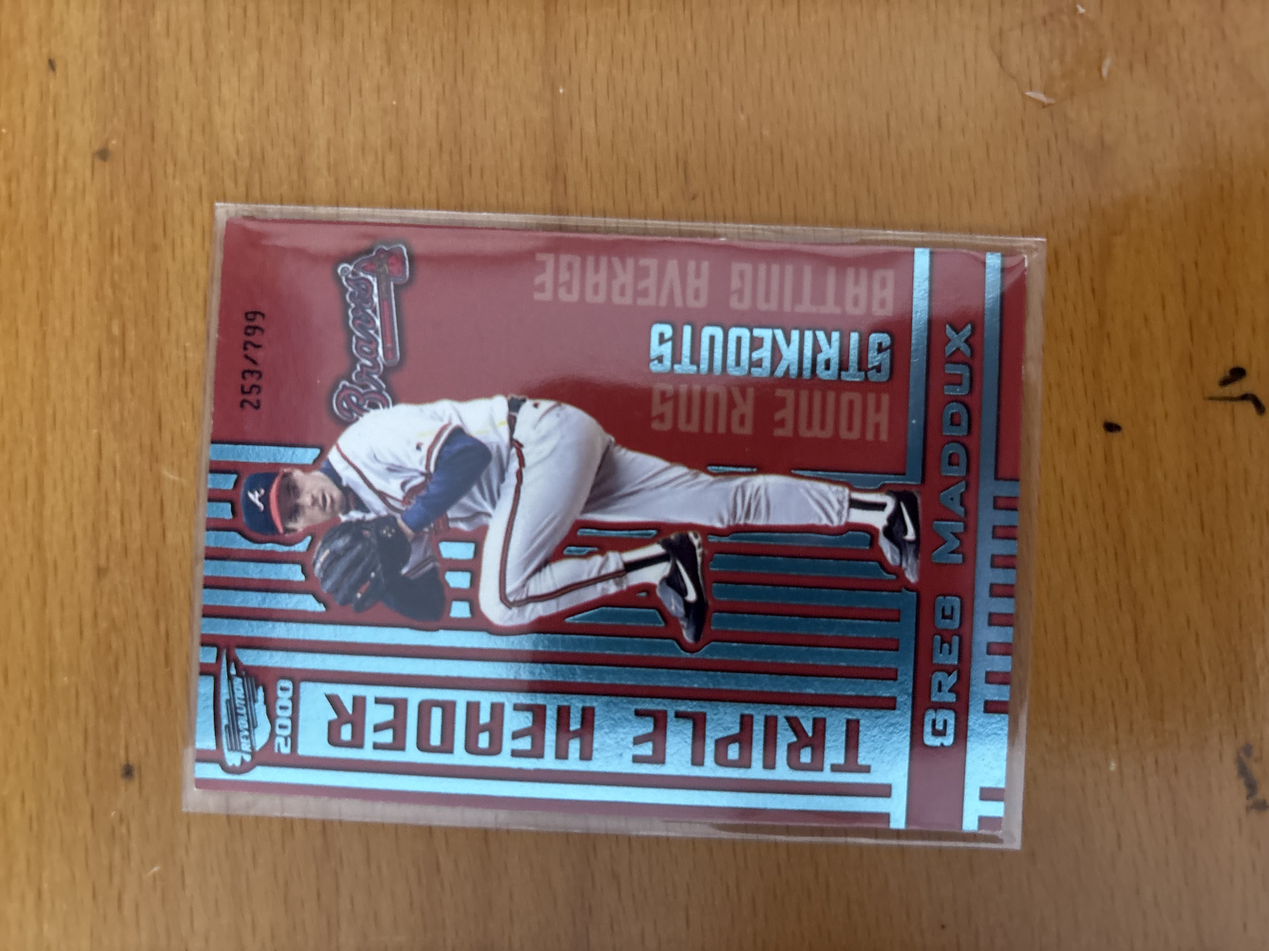 Greg Maddux 2000 Triple Header Baseball Card