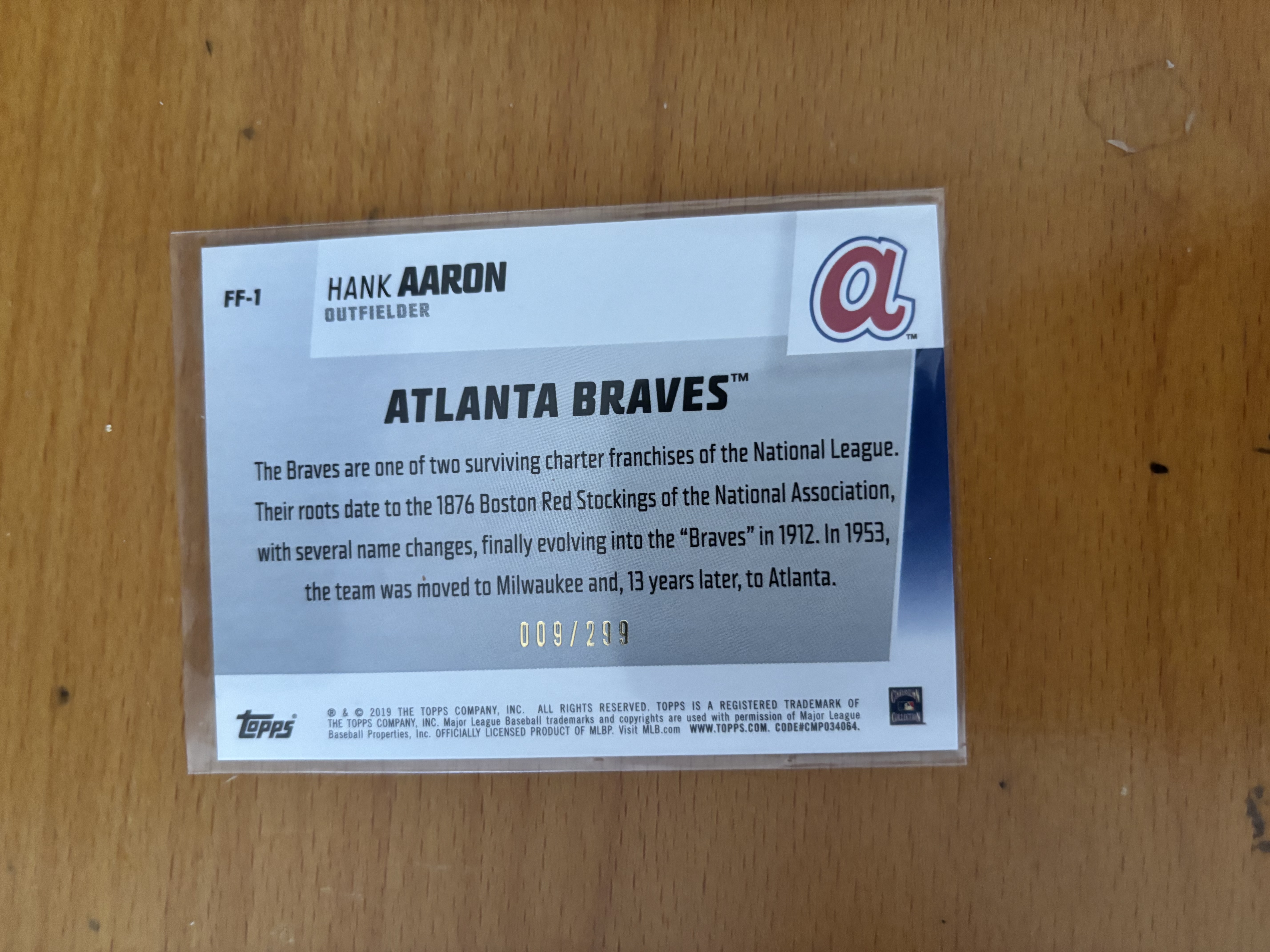 Hank Aaron Atlanta Braves Baseball Card