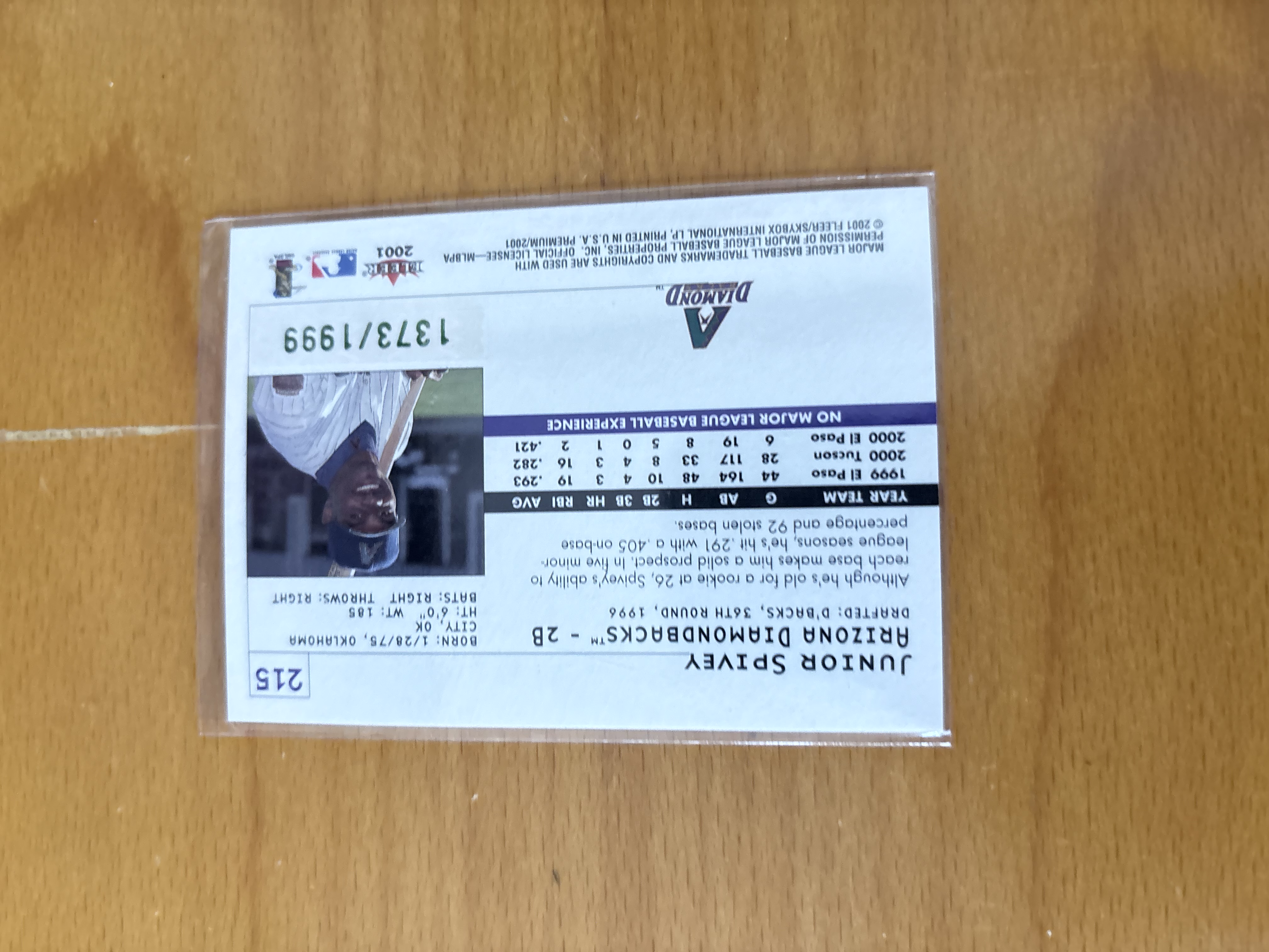 Junior Spivey Arizona Diamondbacks Baseball Card