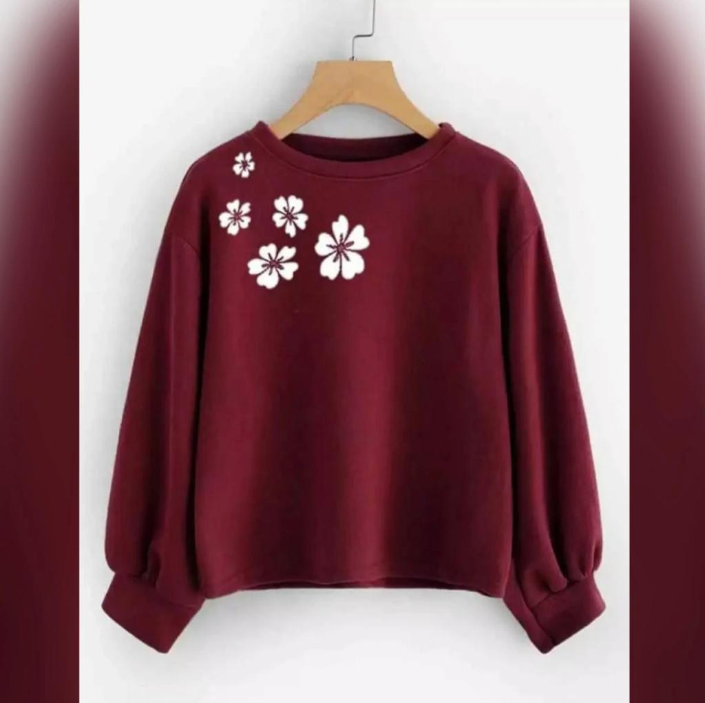 1 Pc Women’s Stitched Fleece Printed Sweatshirt – Winter Cozy Collection by Deeklo
