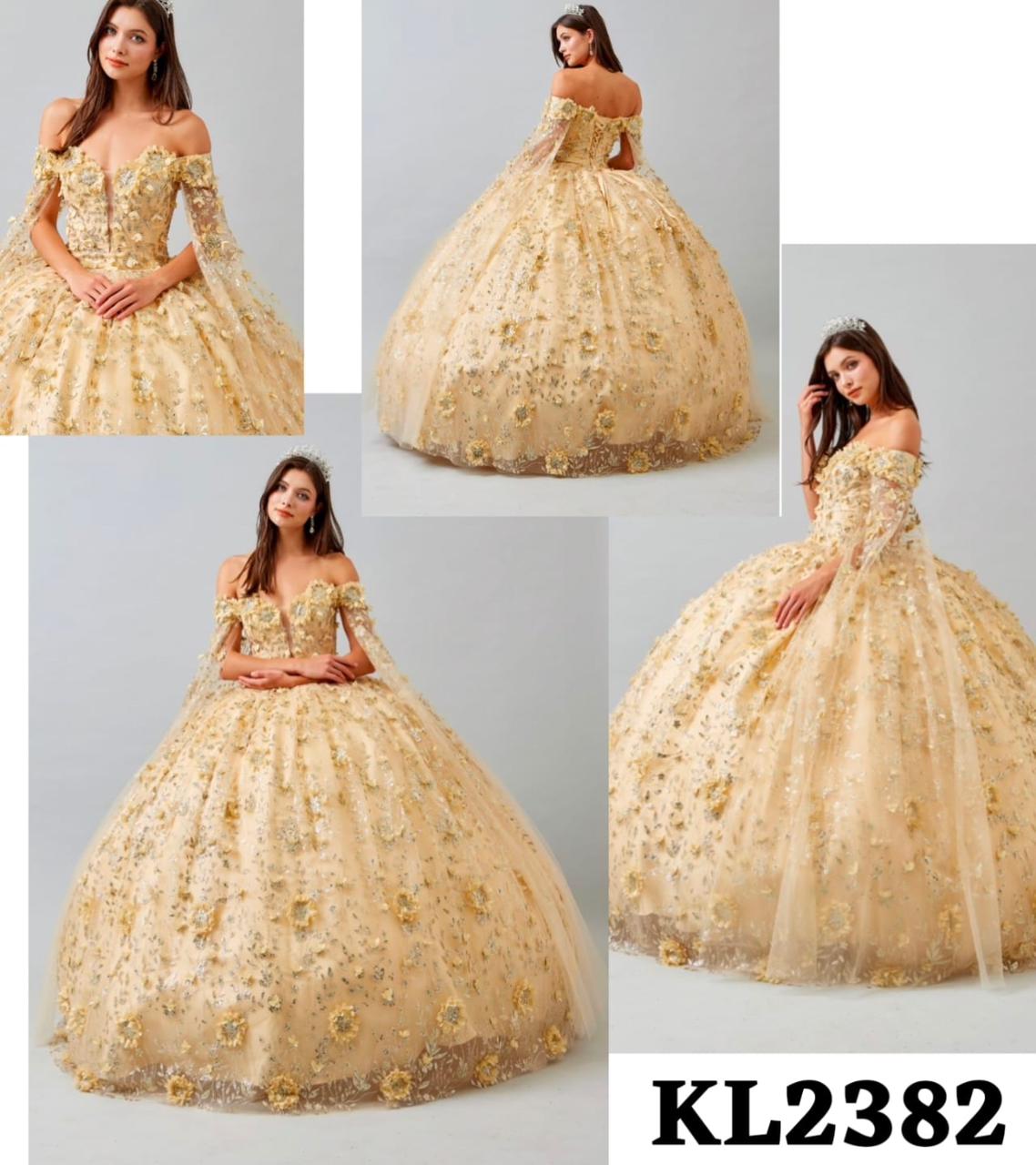 Golden Floral Ball Gown