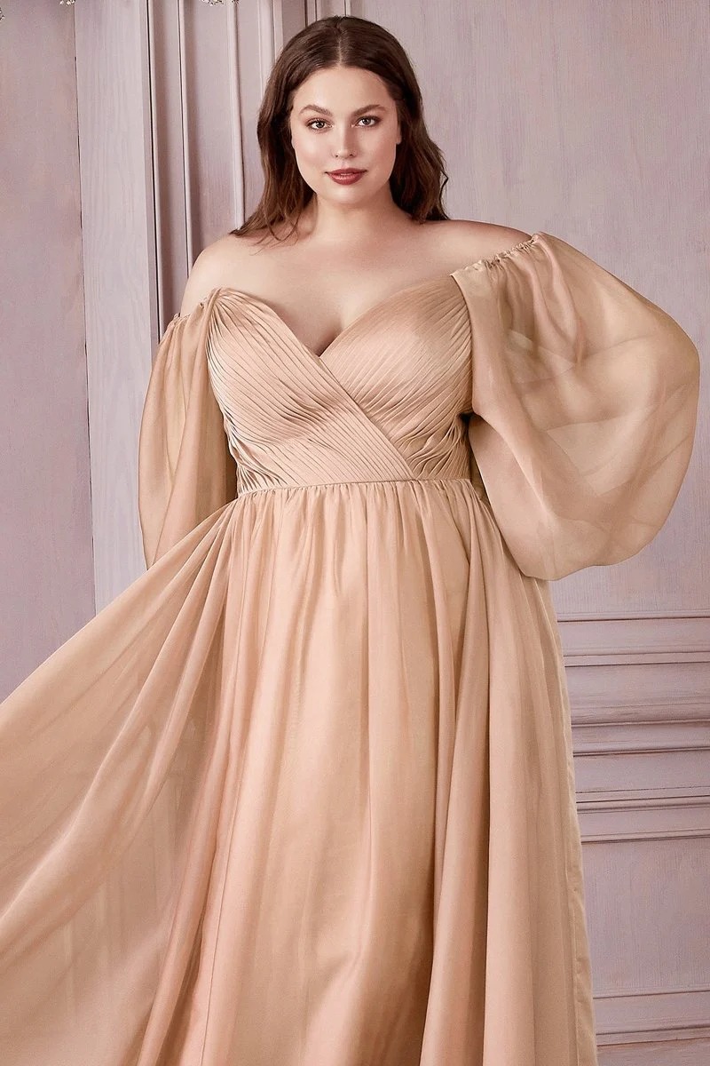 Vestido de fiesta beige elegante