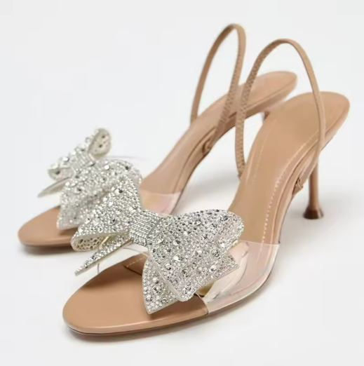 Crystal Bow Heeled Sandals