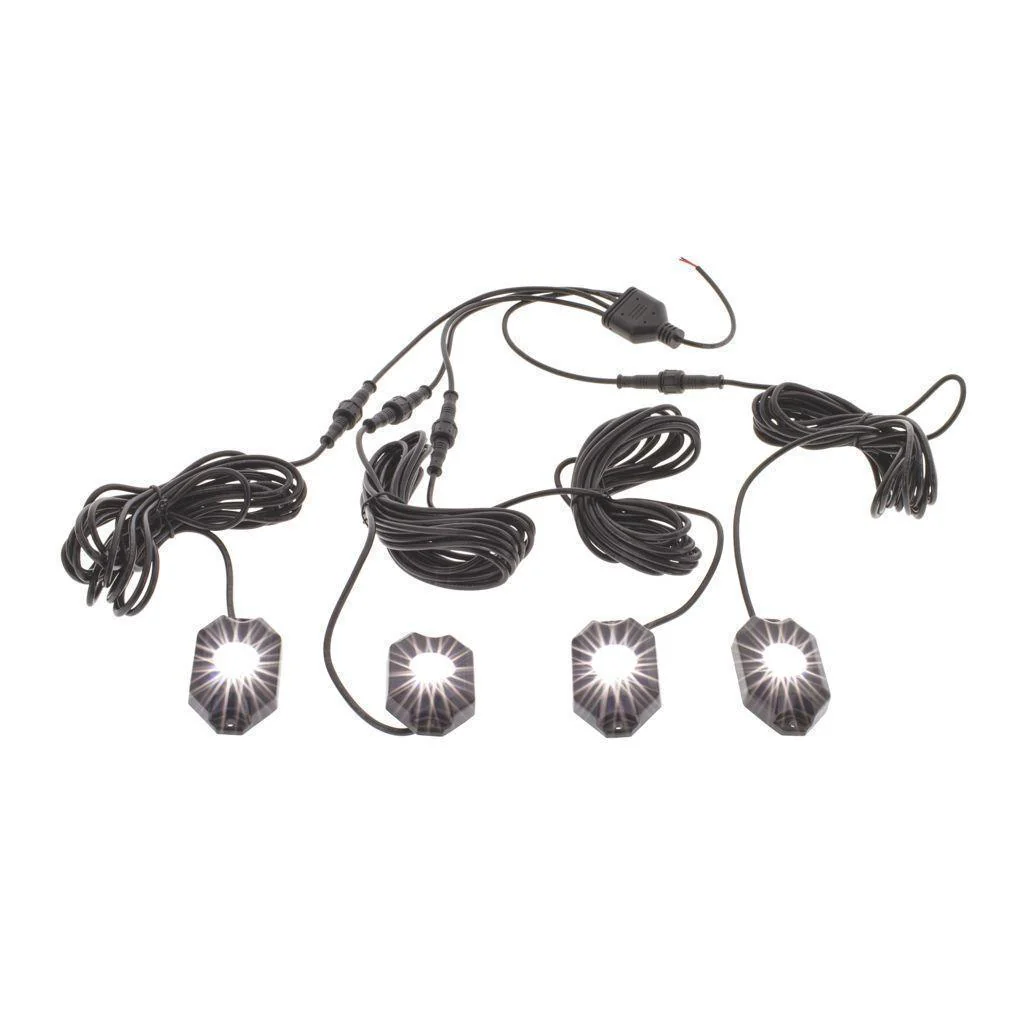 LED White Rock Lights 9-32V 18 Watt 120DEG Flood Beam IP68 - Pkt 4