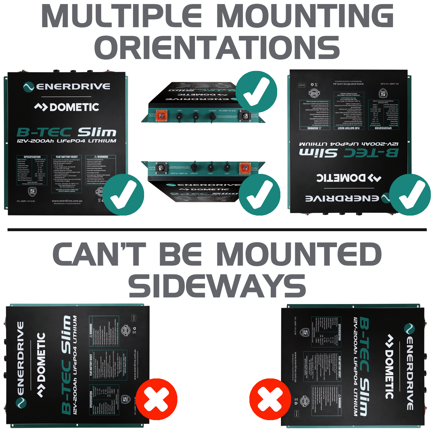 B-TEC 12V 200Ah Slimline Lithium Battery