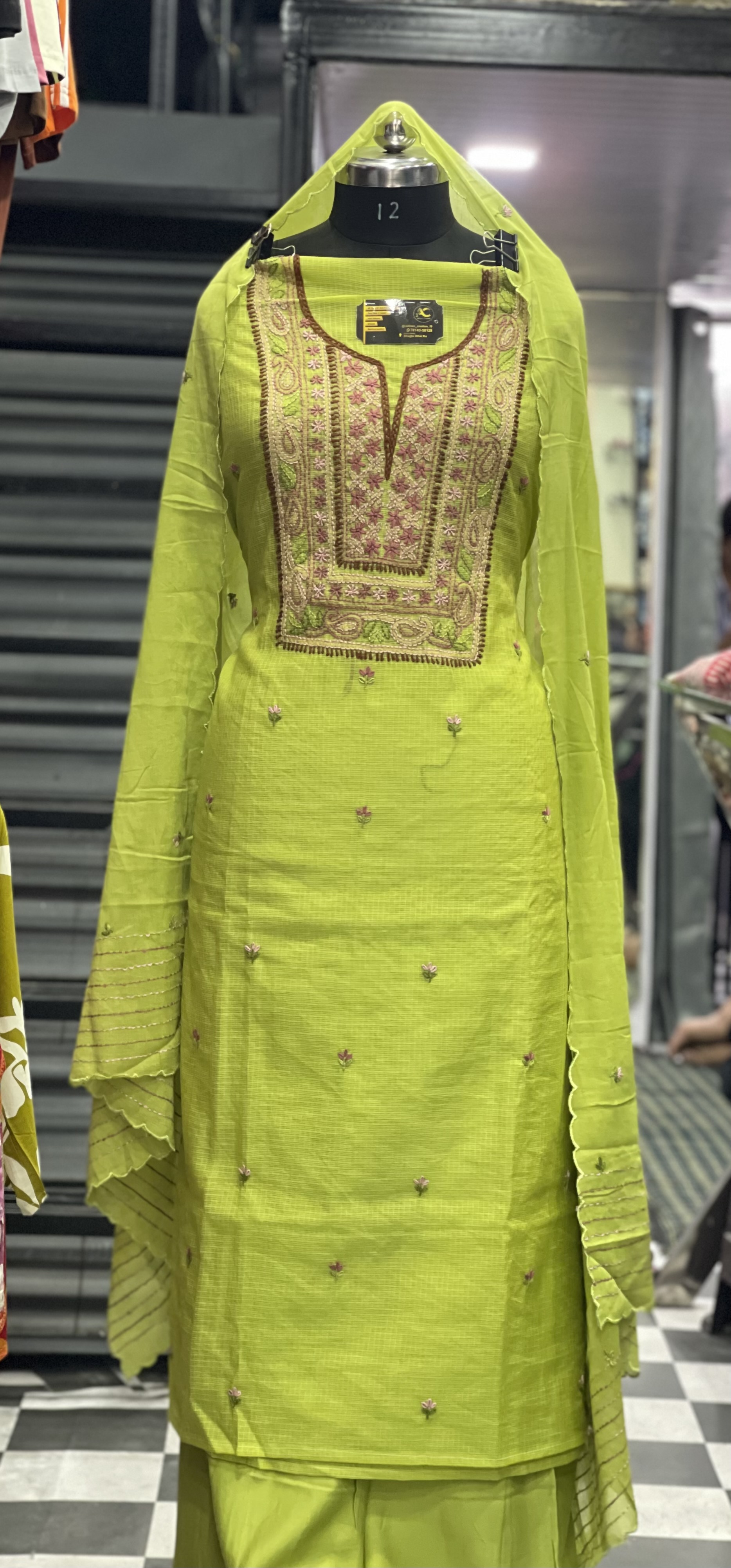  AC109 | Cotton || Embroidered Green Kurta | Jaggo | Ring Ceremony | Festivel