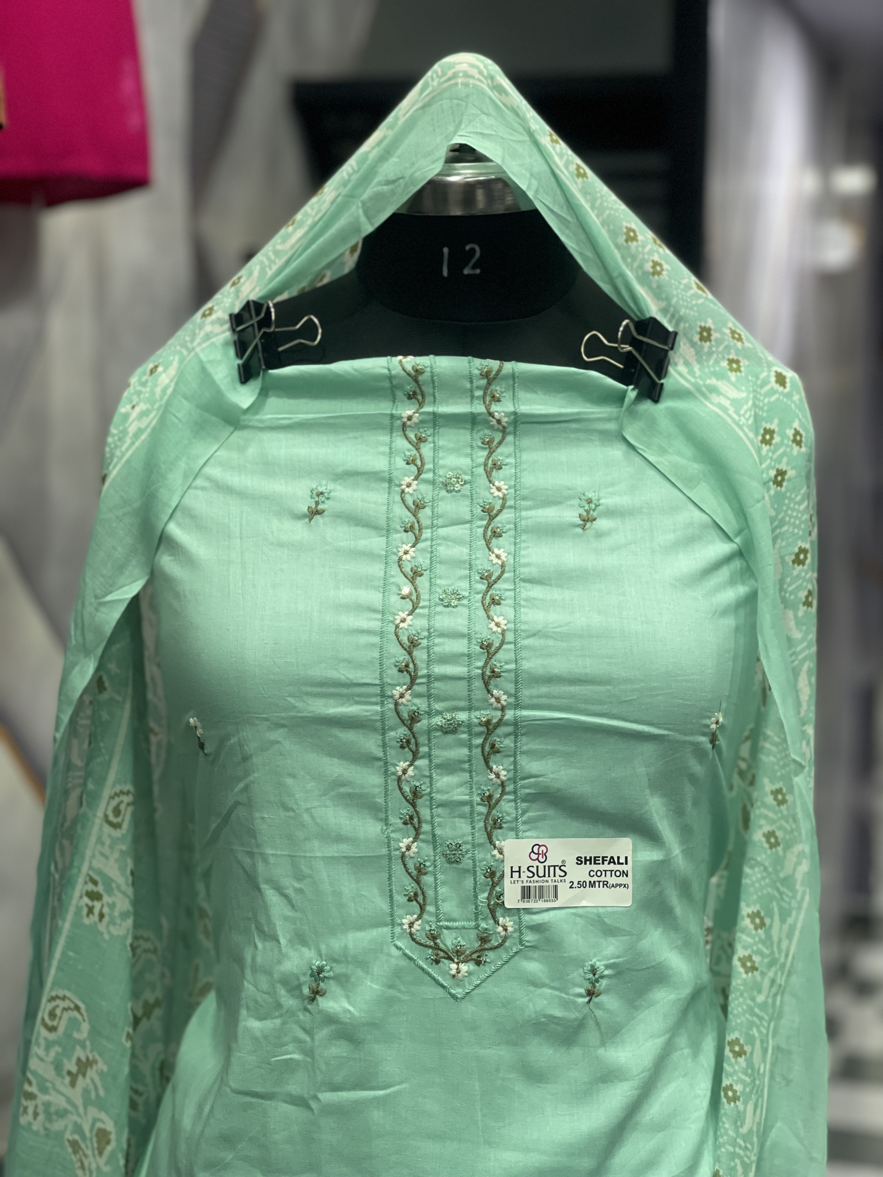  AC019 |  Cotton || Lilac Embroidered Fabric || New Artical