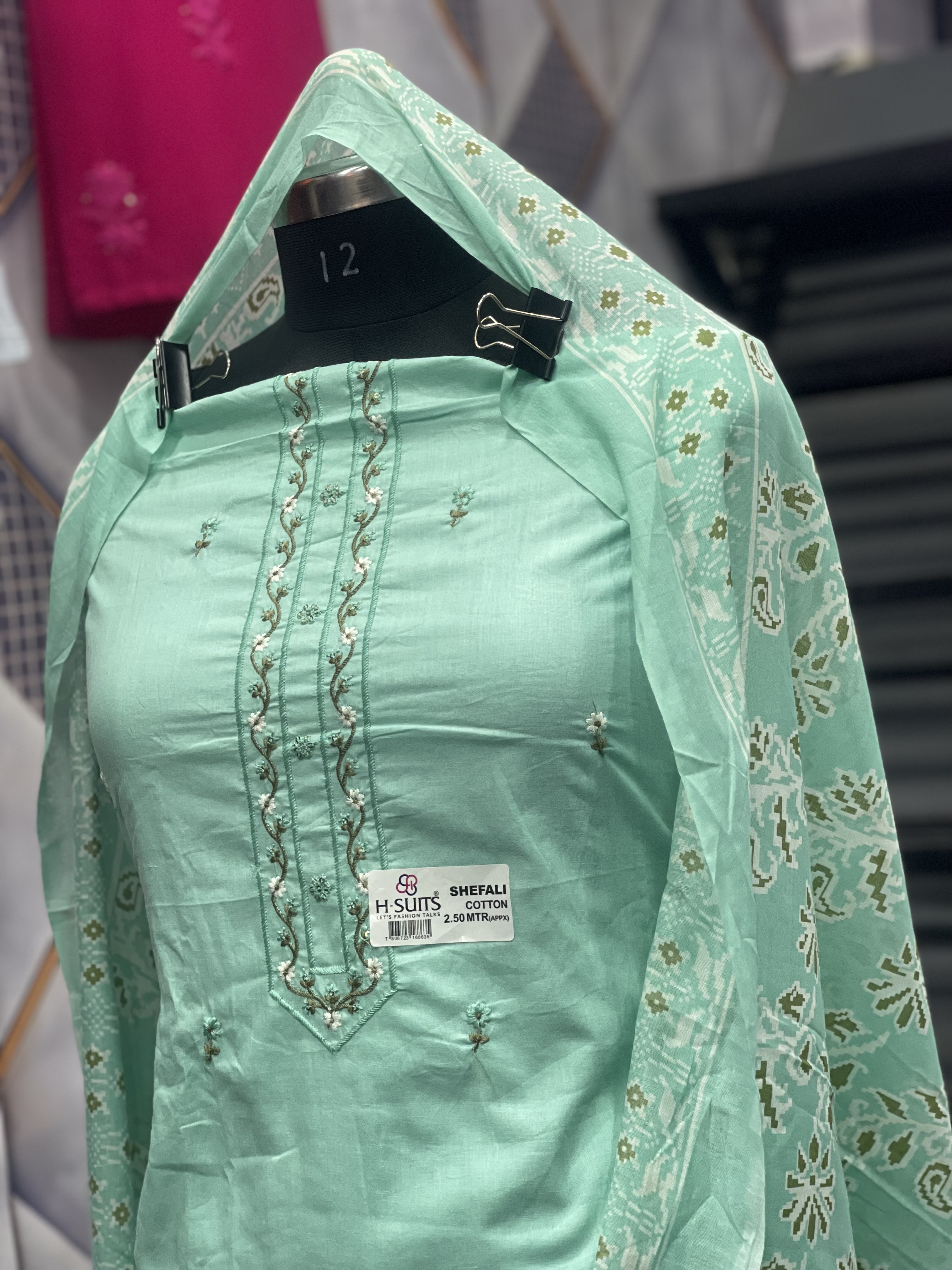  AC019 |  Cotton || Lilac Embroidered Fabric || New Artical