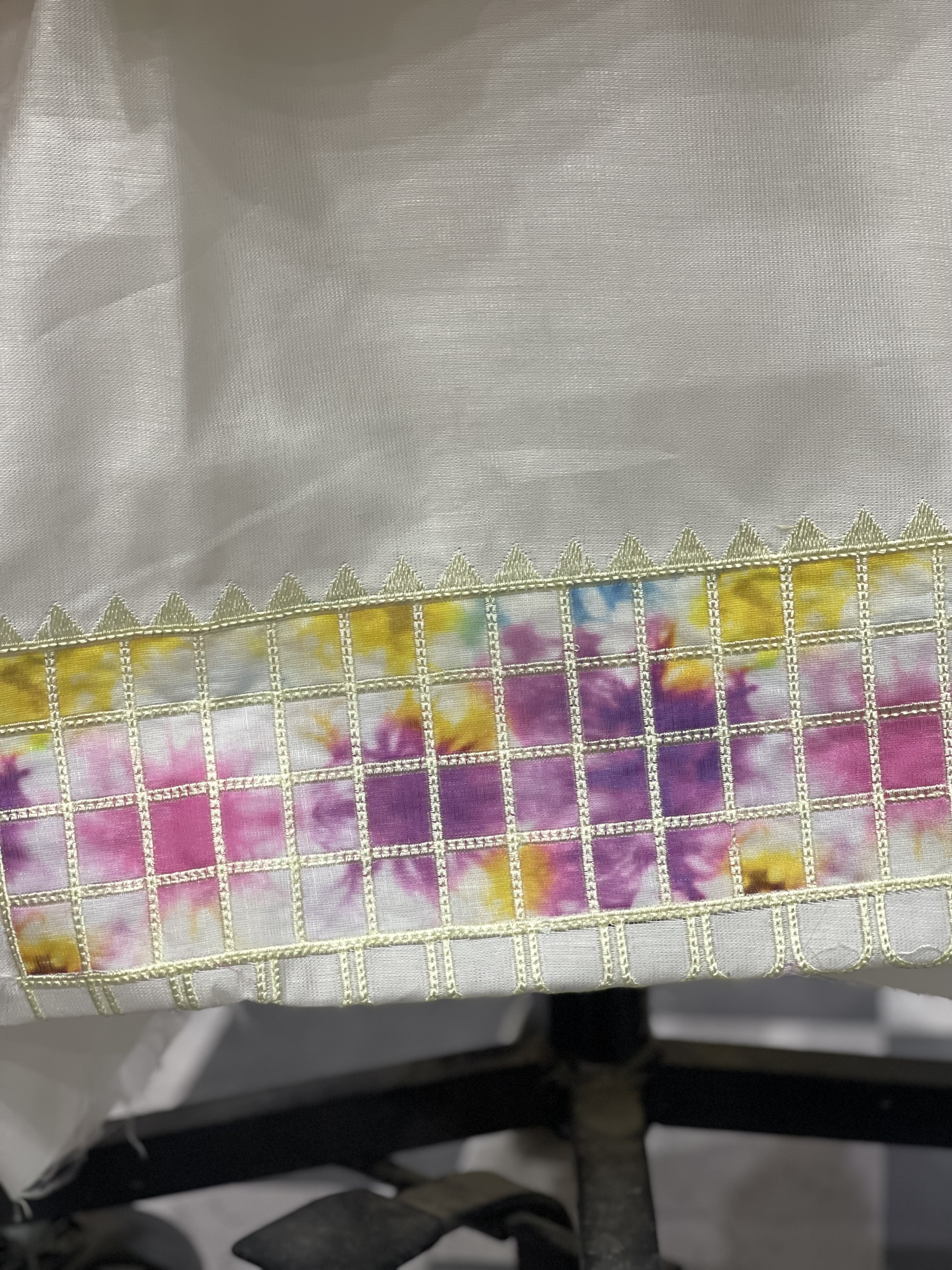  AC053 | Digital Print|| Colorful Tie-Dye Fabric with Embroidered Border || Cotton