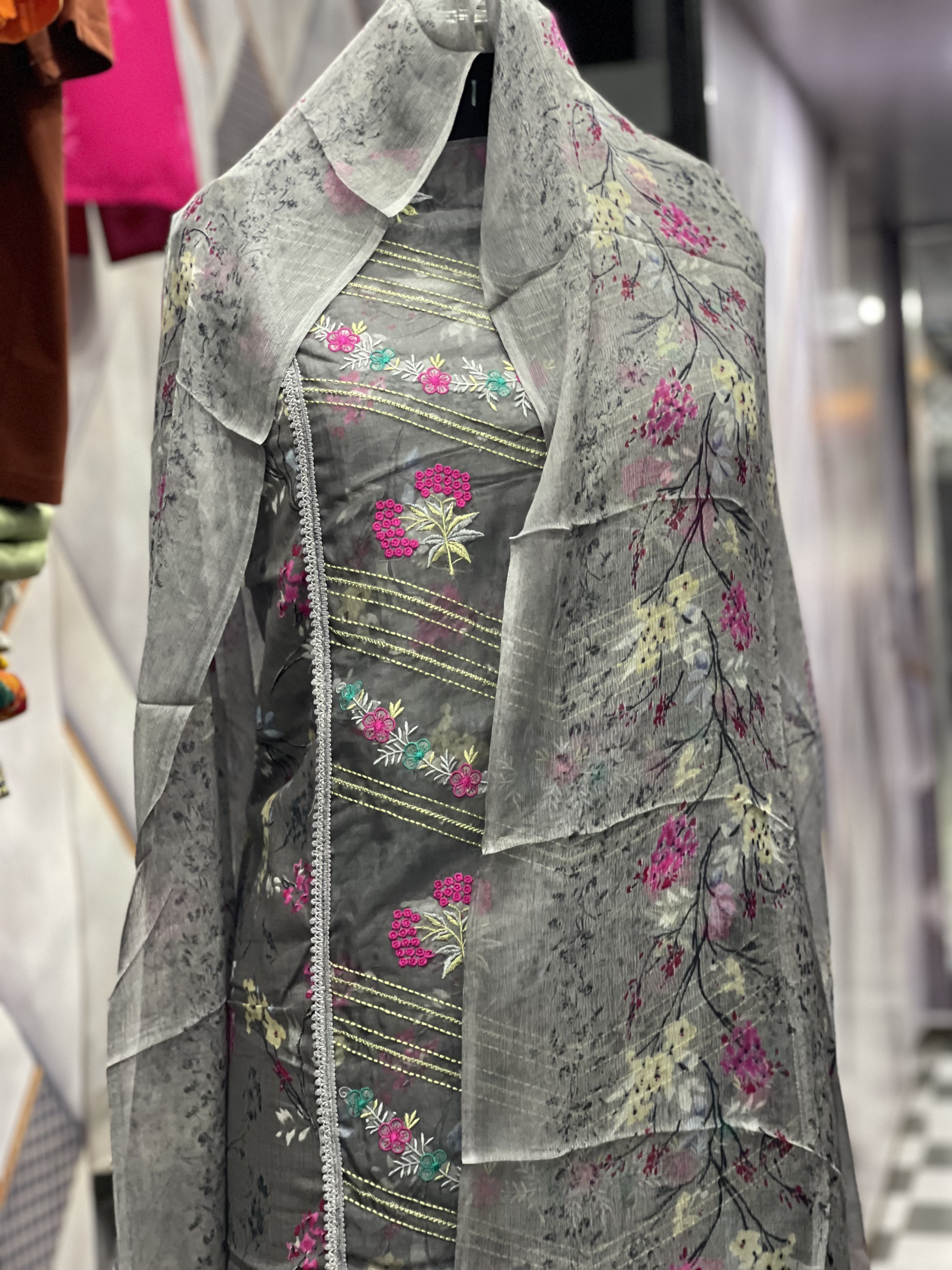 AC074 | Embroidered Grey Salwar Suit | Jaggo | Festivel | PArty Wear | Office Wear 
