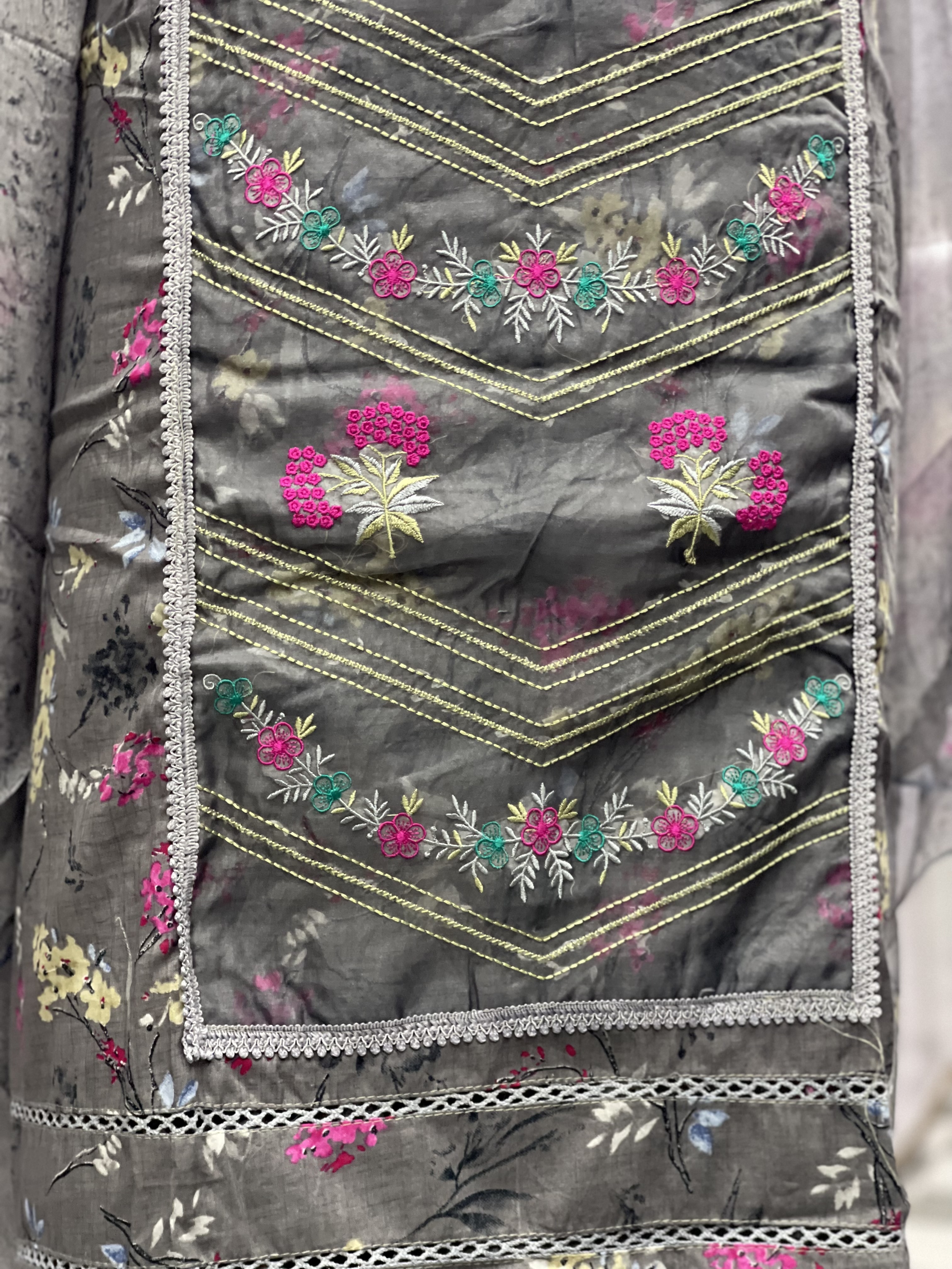 AC074 | Embroidered Grey Salwar Suit | Jaggo | Festivel | PArty Wear | Office Wear 