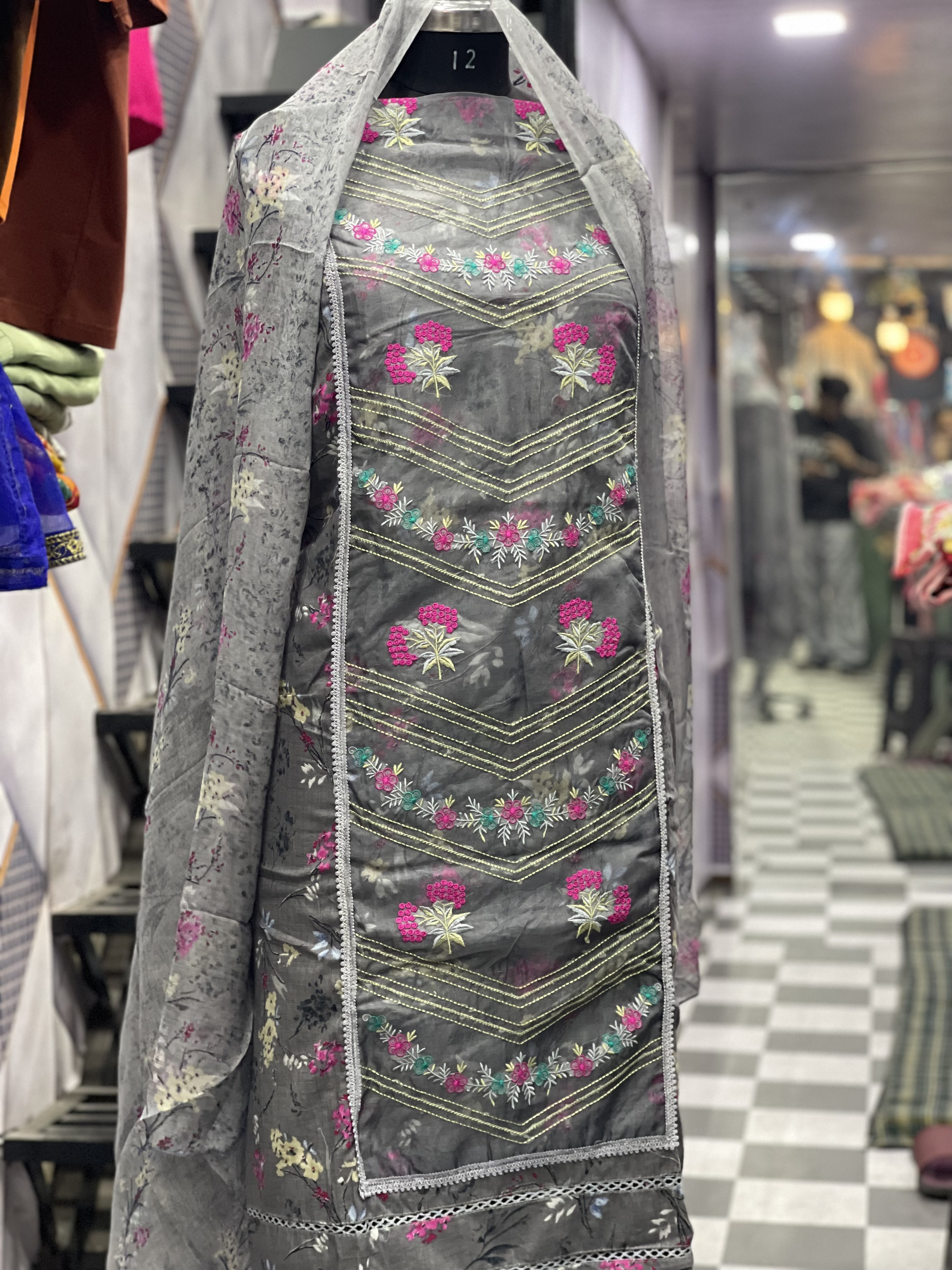 AC074 | Embroidered Grey Salwar Suit | Jaggo | Festivel | PArty Wear | Office Wear 
