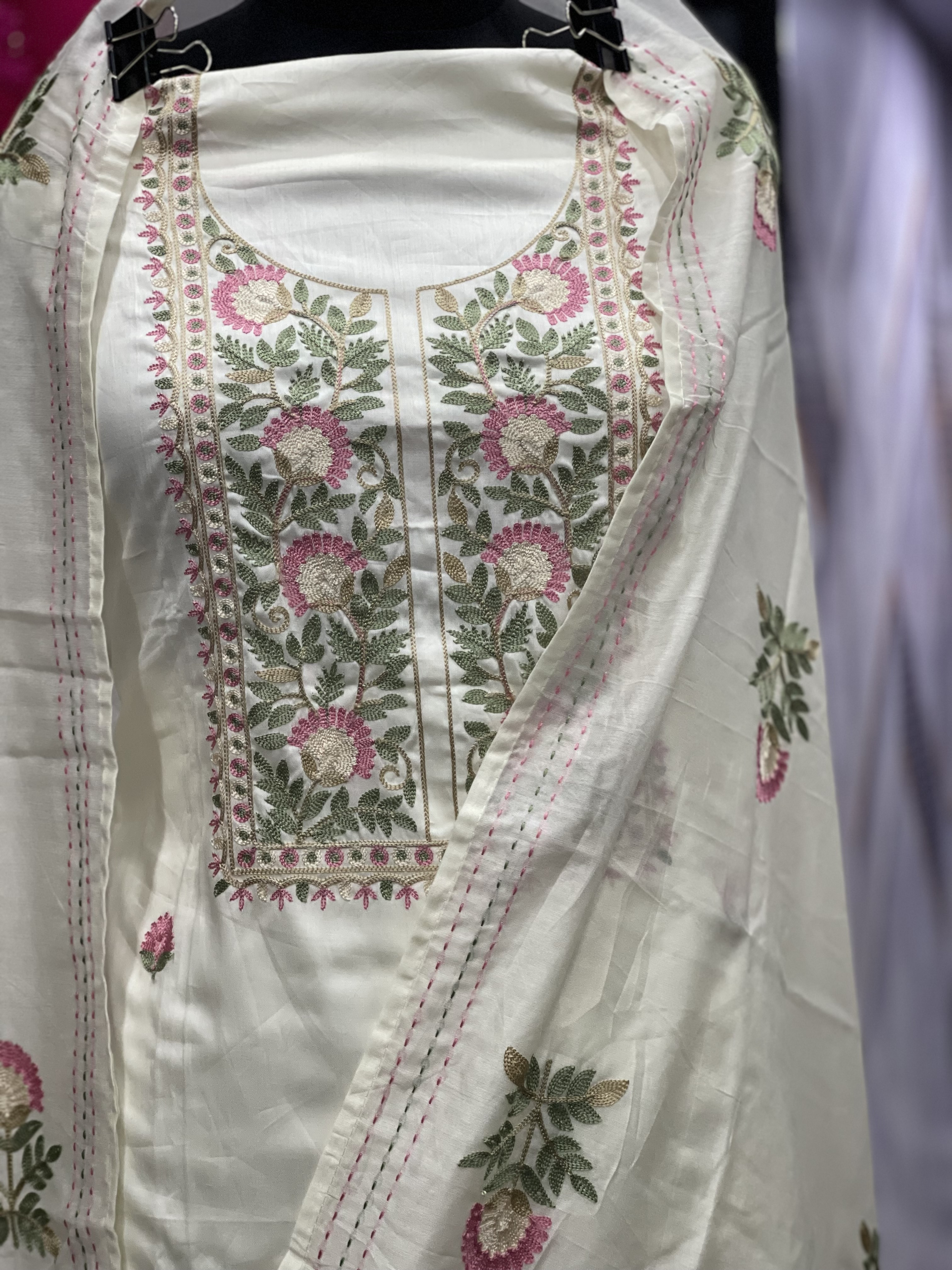  AC095 | Off White || Cotton || Embroidered Cotton Salwar Kameez ||