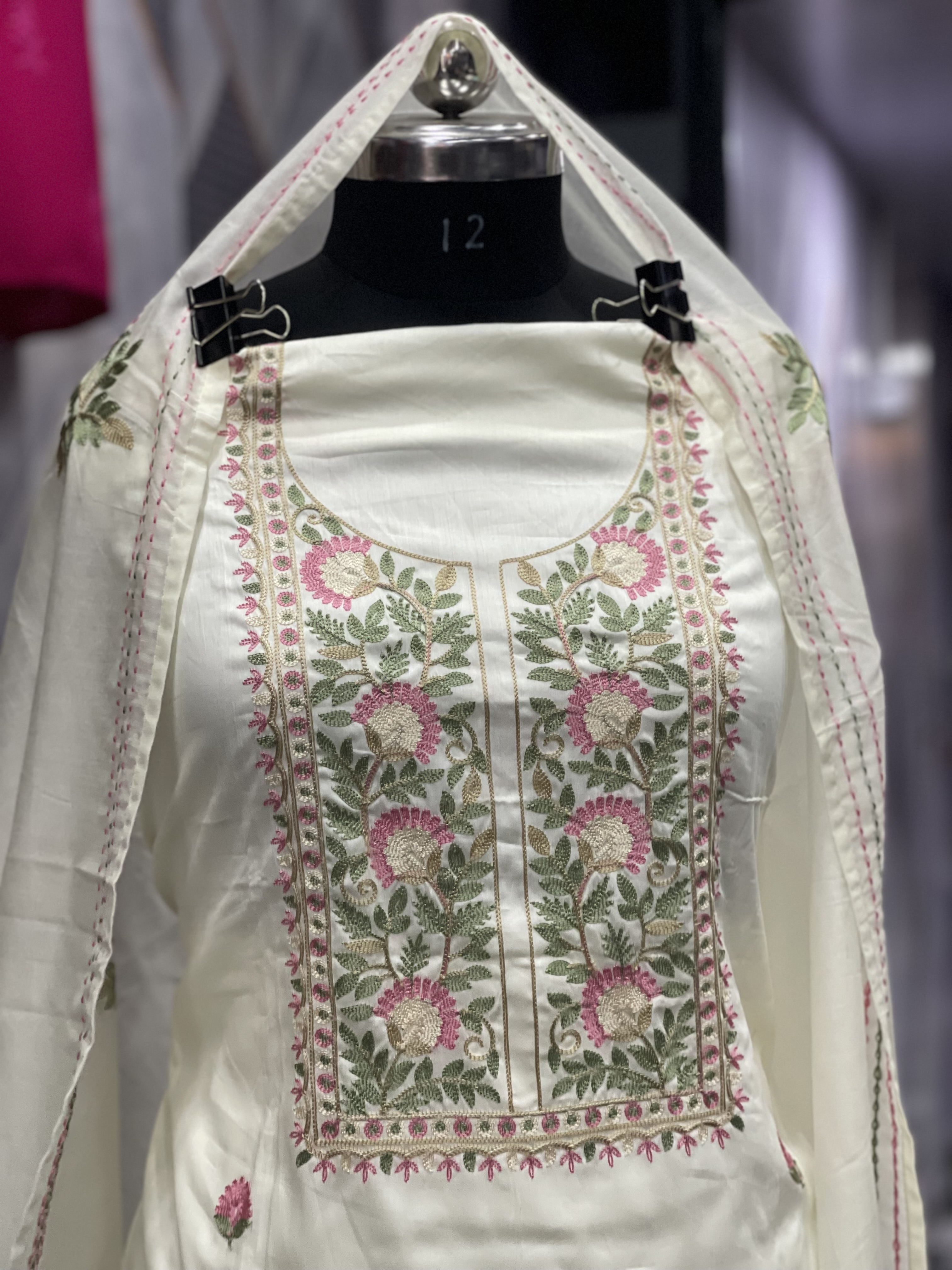  AC095 | Off White || Cotton || Embroidered Cotton Salwar Kameez ||