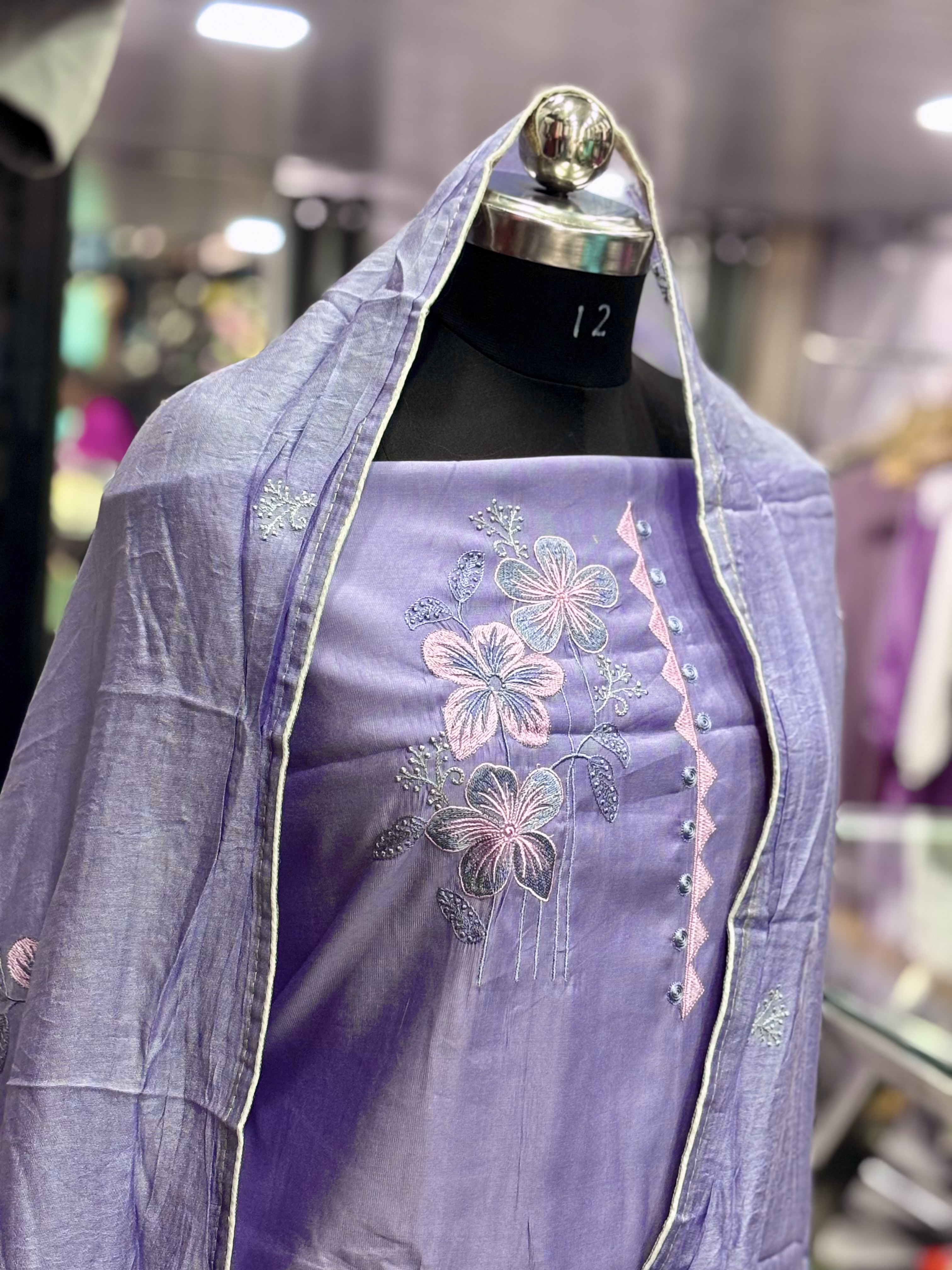  AC052 | Lavender Embroidered Suit | Patch Work | Cotton Stuff 
