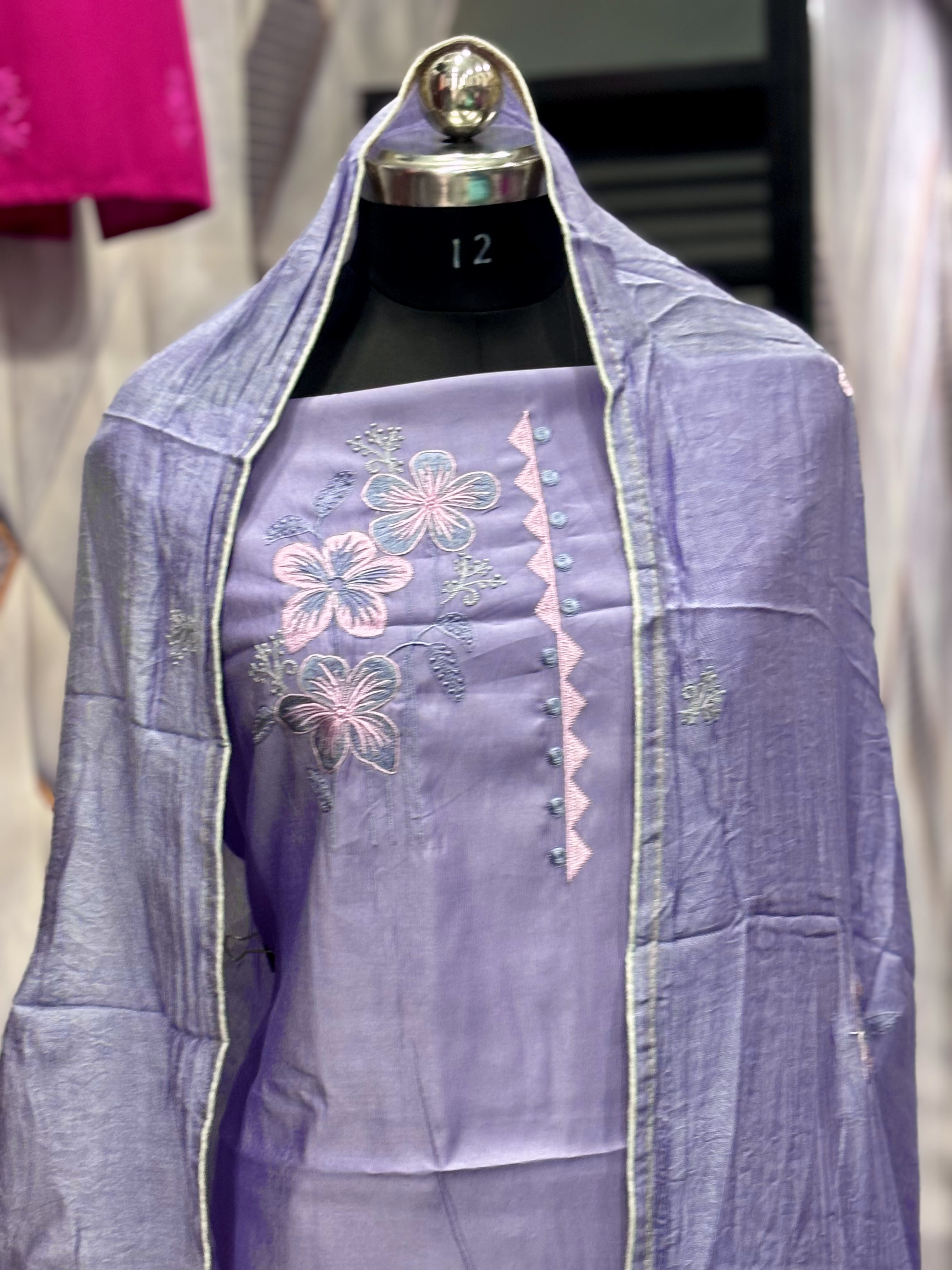  AC052 | Lavender Embroidered Suit | Patch Work | Cotton Stuff 