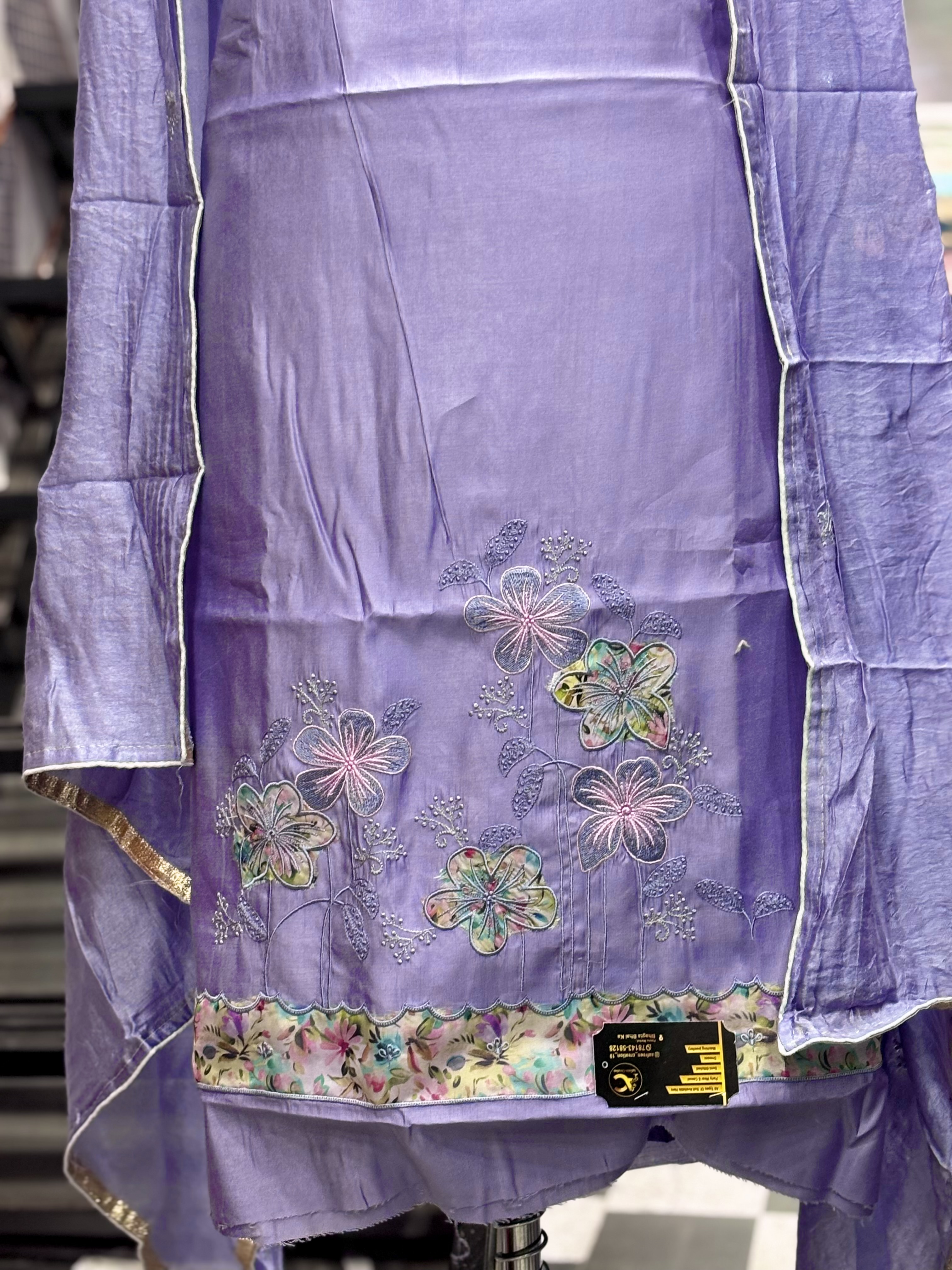  AC052 | Lavender Embroidered Suit | Patch Work | Cotton Stuff 