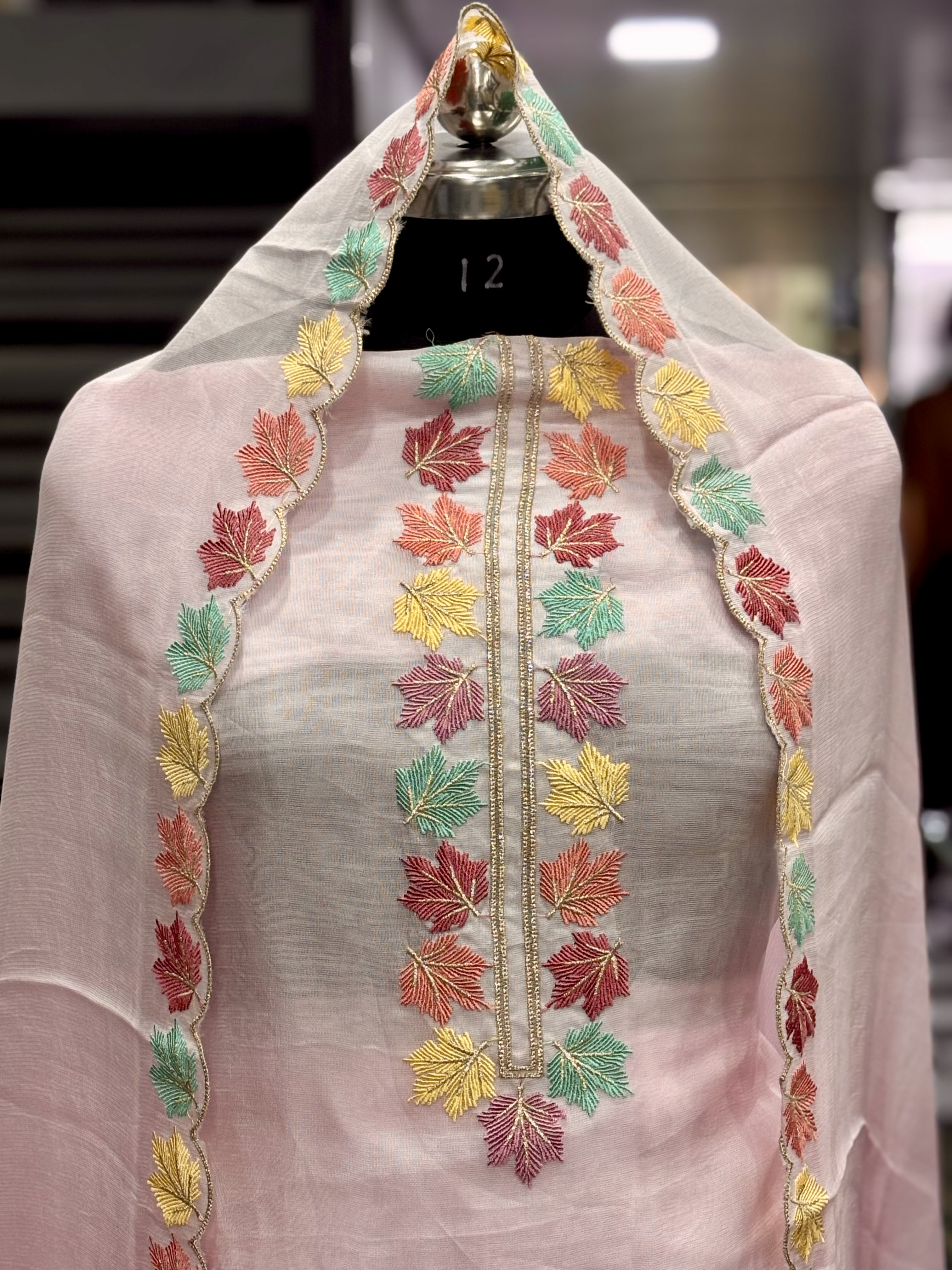  AC103 | Baby Pink || Pure Burbery || Thread Work|| Pastel Embroidered Chiffon Suit