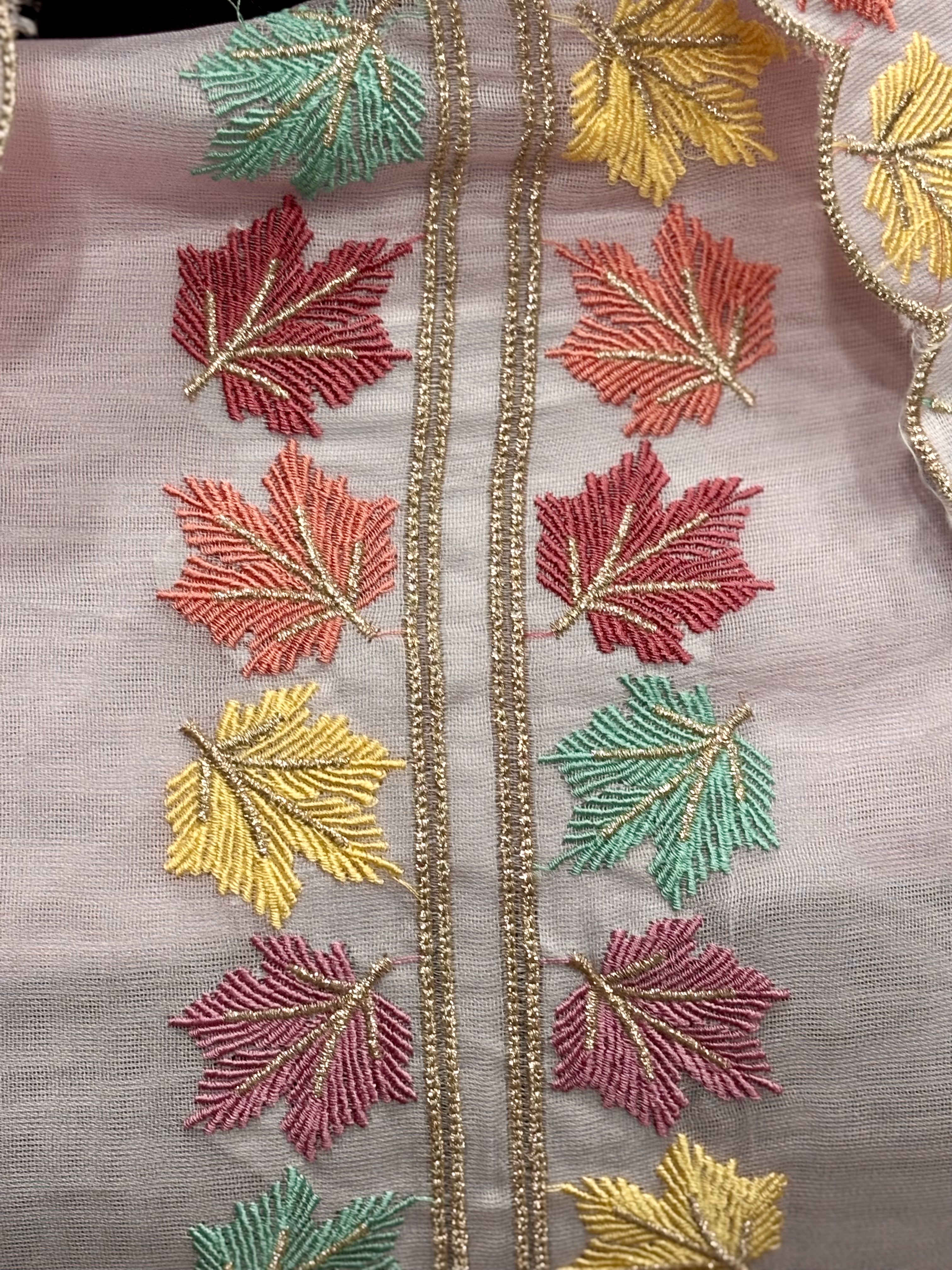  AC103 | Baby Pink || Pure Burbery || Thread Work|| Pastel Embroidered Chiffon Suit