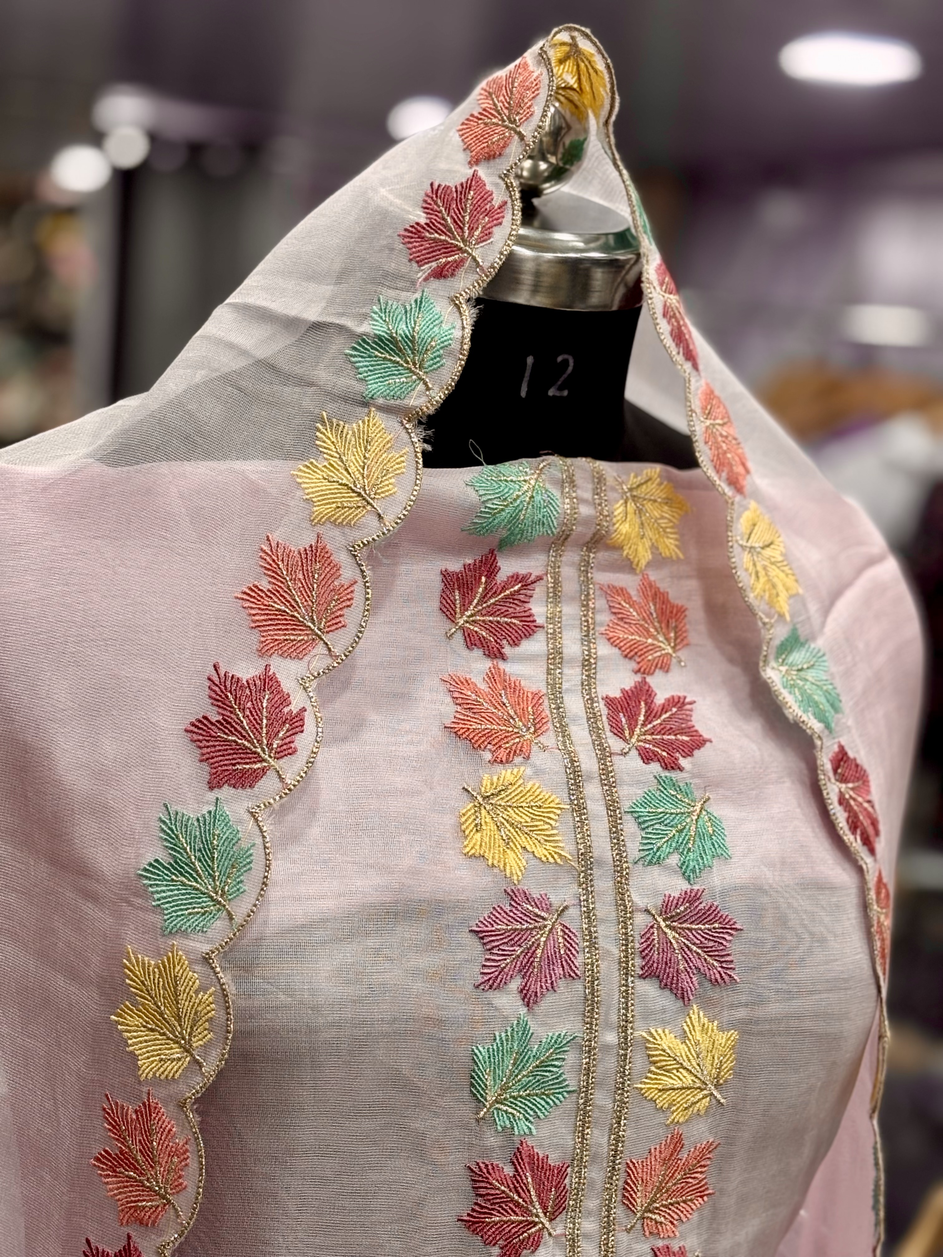  AC103 | Baby Pink || Pure Burbery || Thread Work|| Pastel Embroidered Chiffon Suit