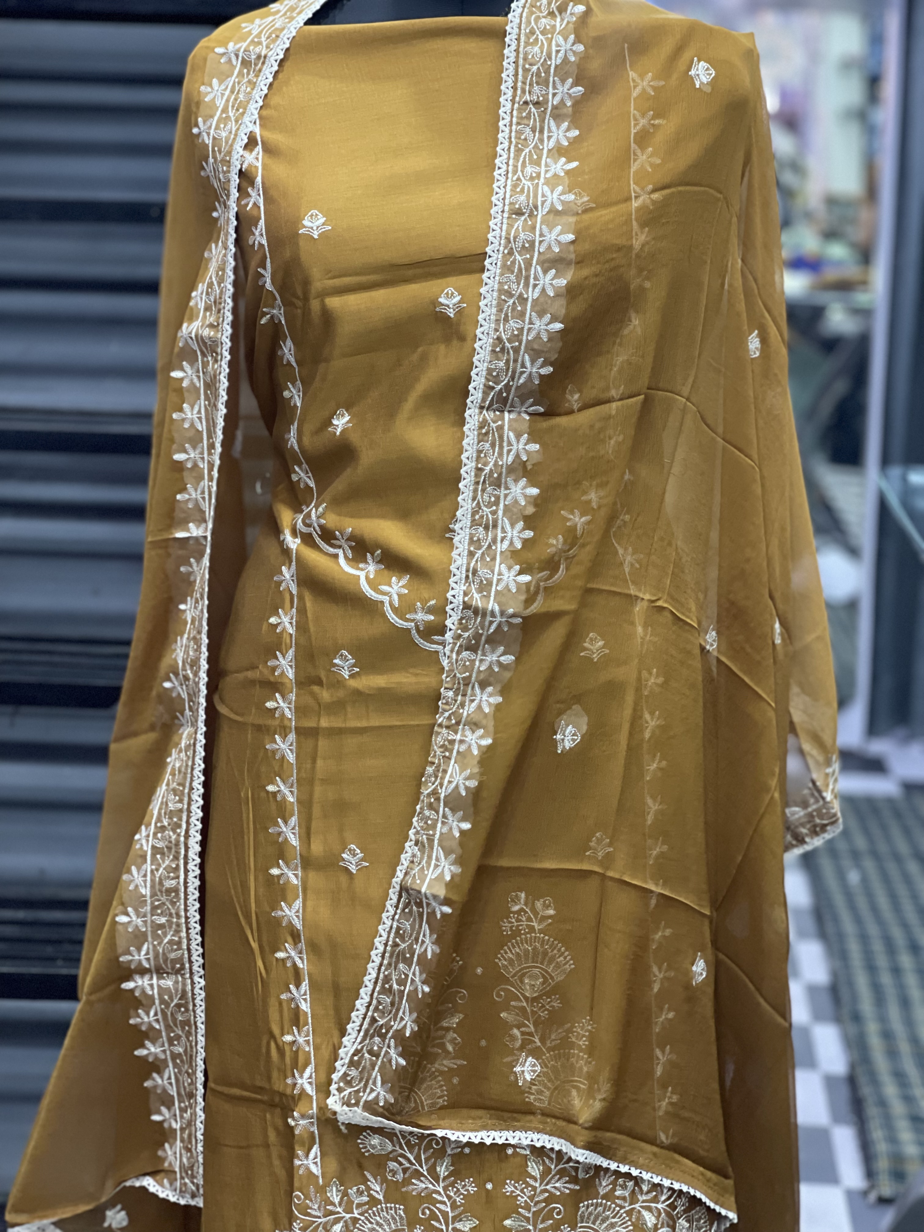 AC070 | Mustard Color Suit  || Cotton || Pure da Duppatta ||  Embroidered Mustard Cotton Suit