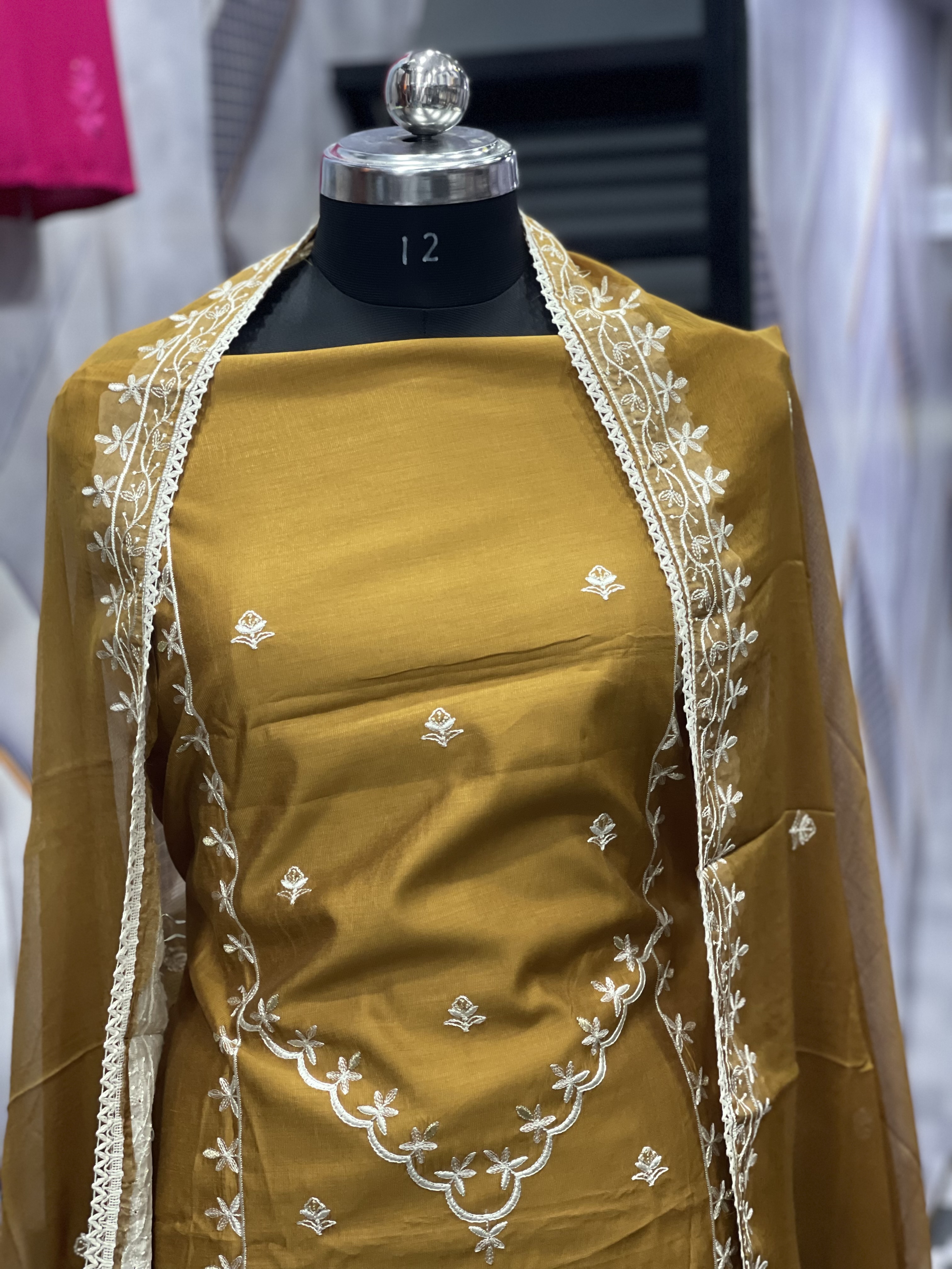 AC070 | Mustard Color Suit  || Cotton || Pure da Duppatta ||  Embroidered Mustard Cotton Suit