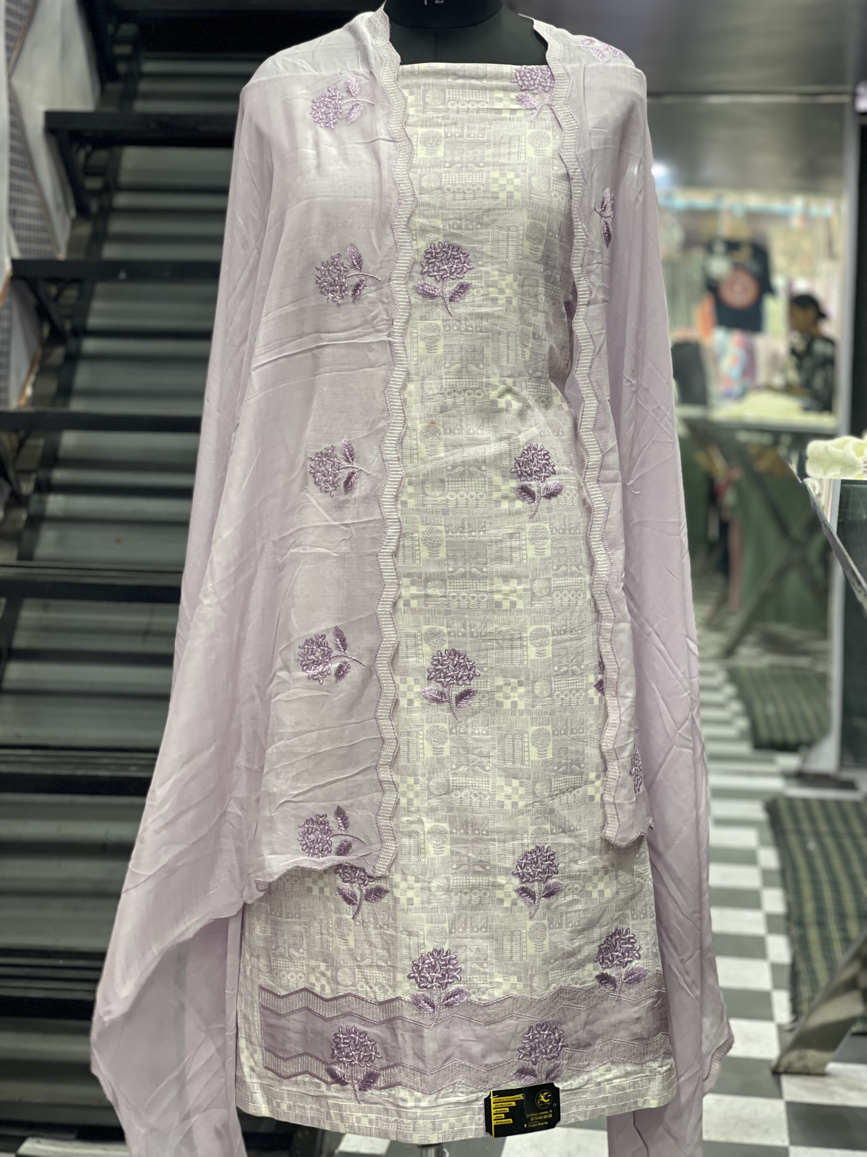AC090 | Cotton Suit || Musline Duppatta || Cut Work || Embroidered Traditional Dress Material