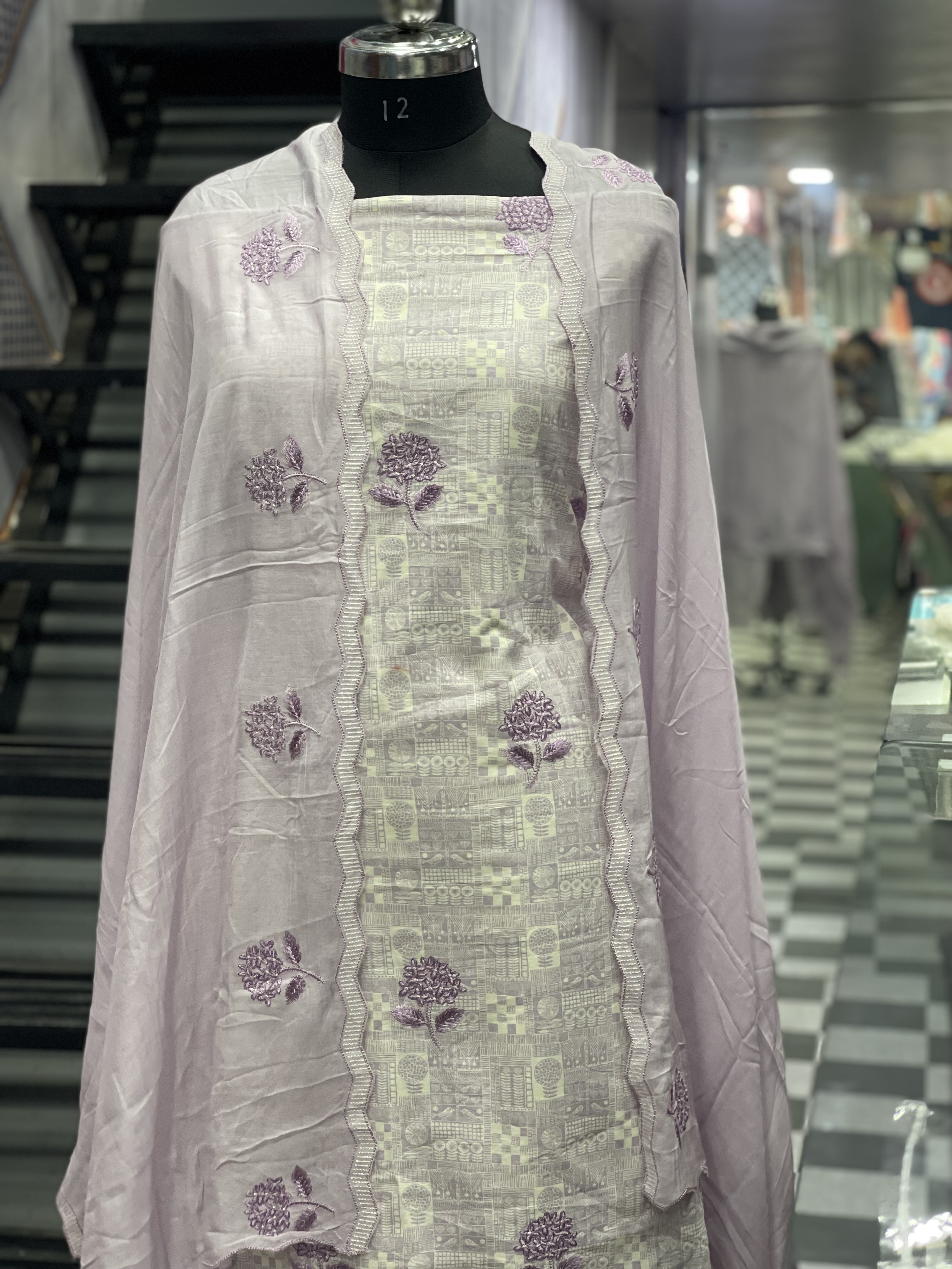 AC090 | Cotton Suit || Musline Duppatta || Cut Work || Embroidered Traditional Dress Material