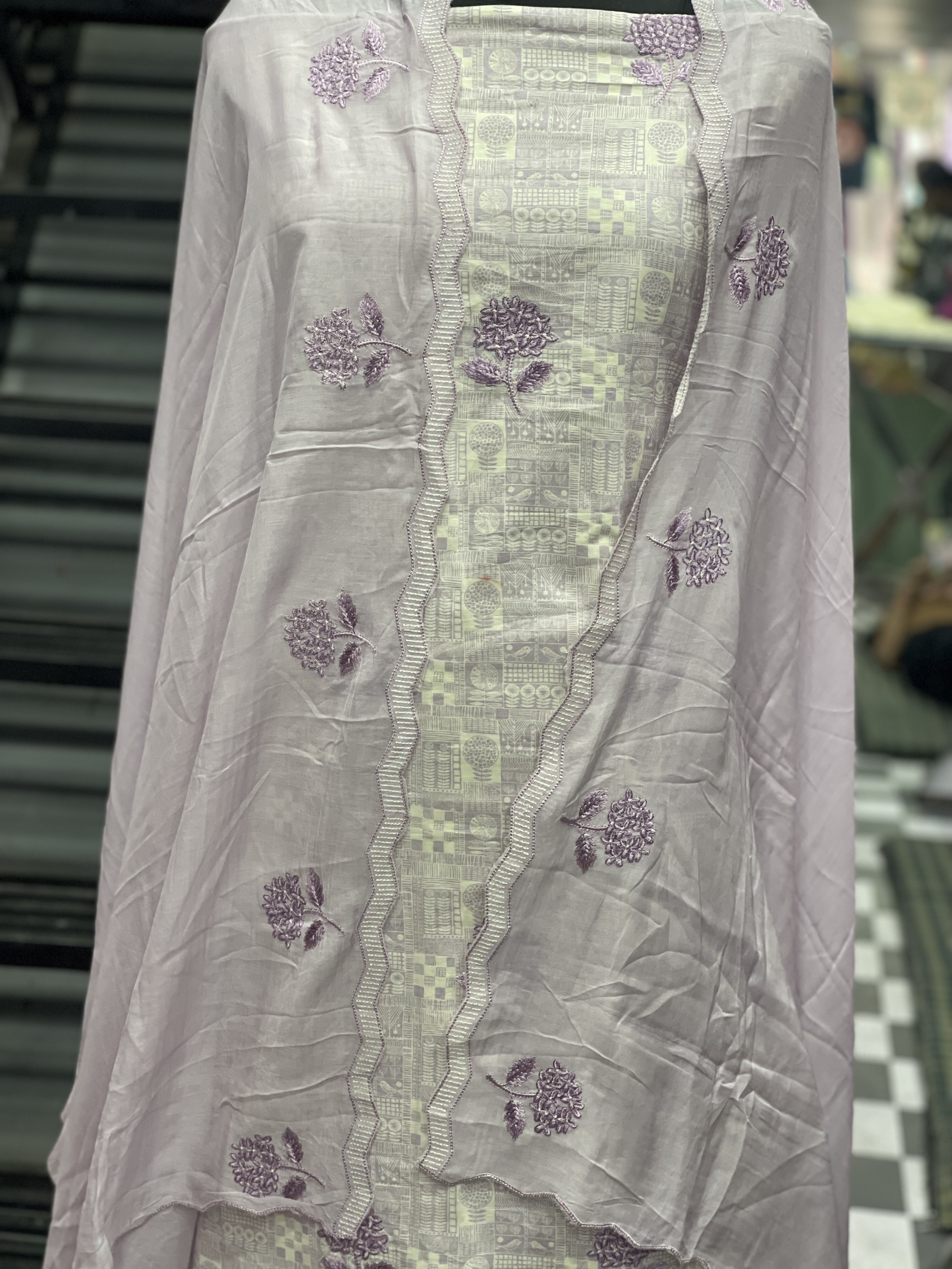 AC090 | Cotton Suit || Musline Duppatta || Cut Work || Embroidered Traditional Dress Material