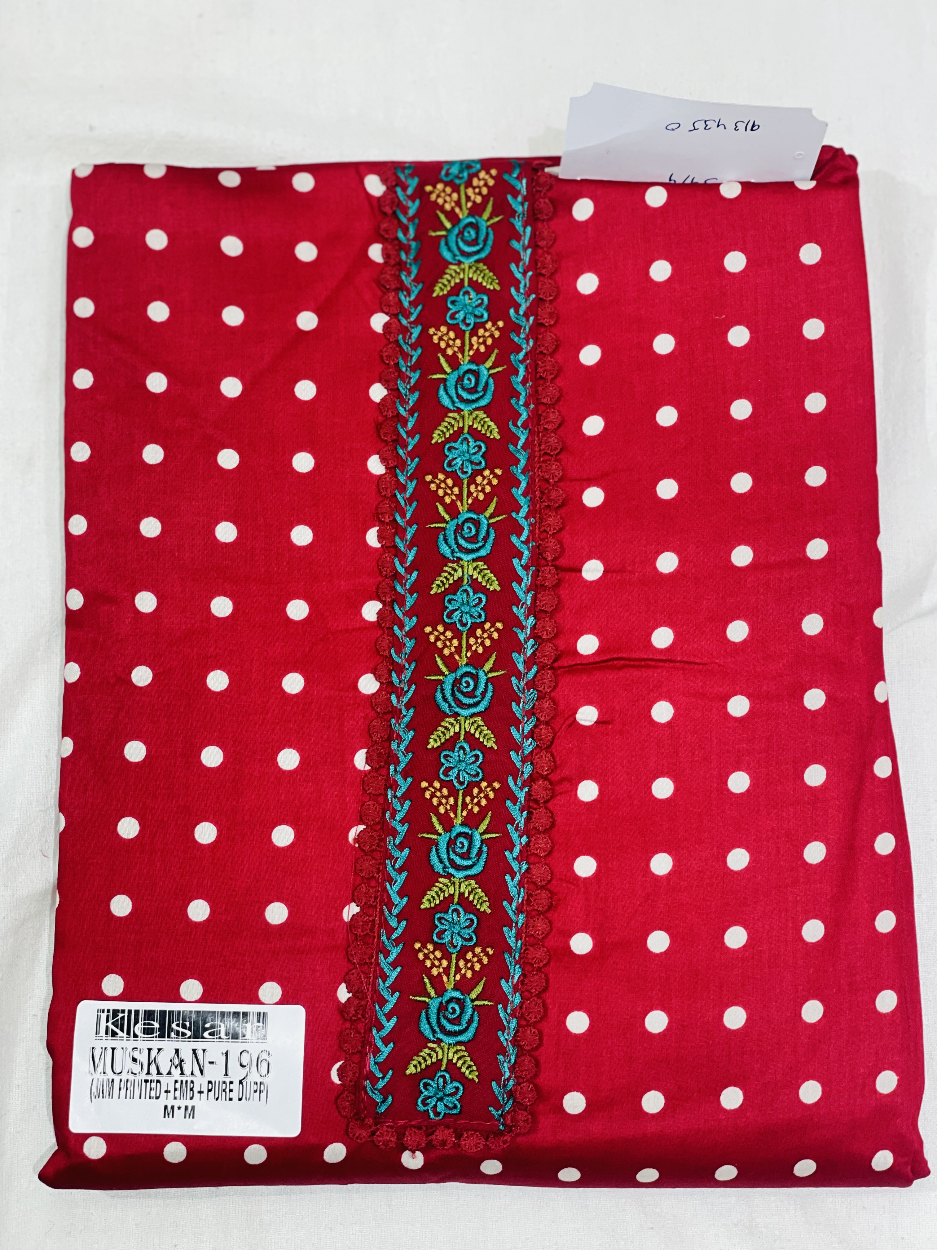  AC057 |  White & Black Combination || Cotton || Digital Dupatta || Elegant Polka Dot Floral Kurti