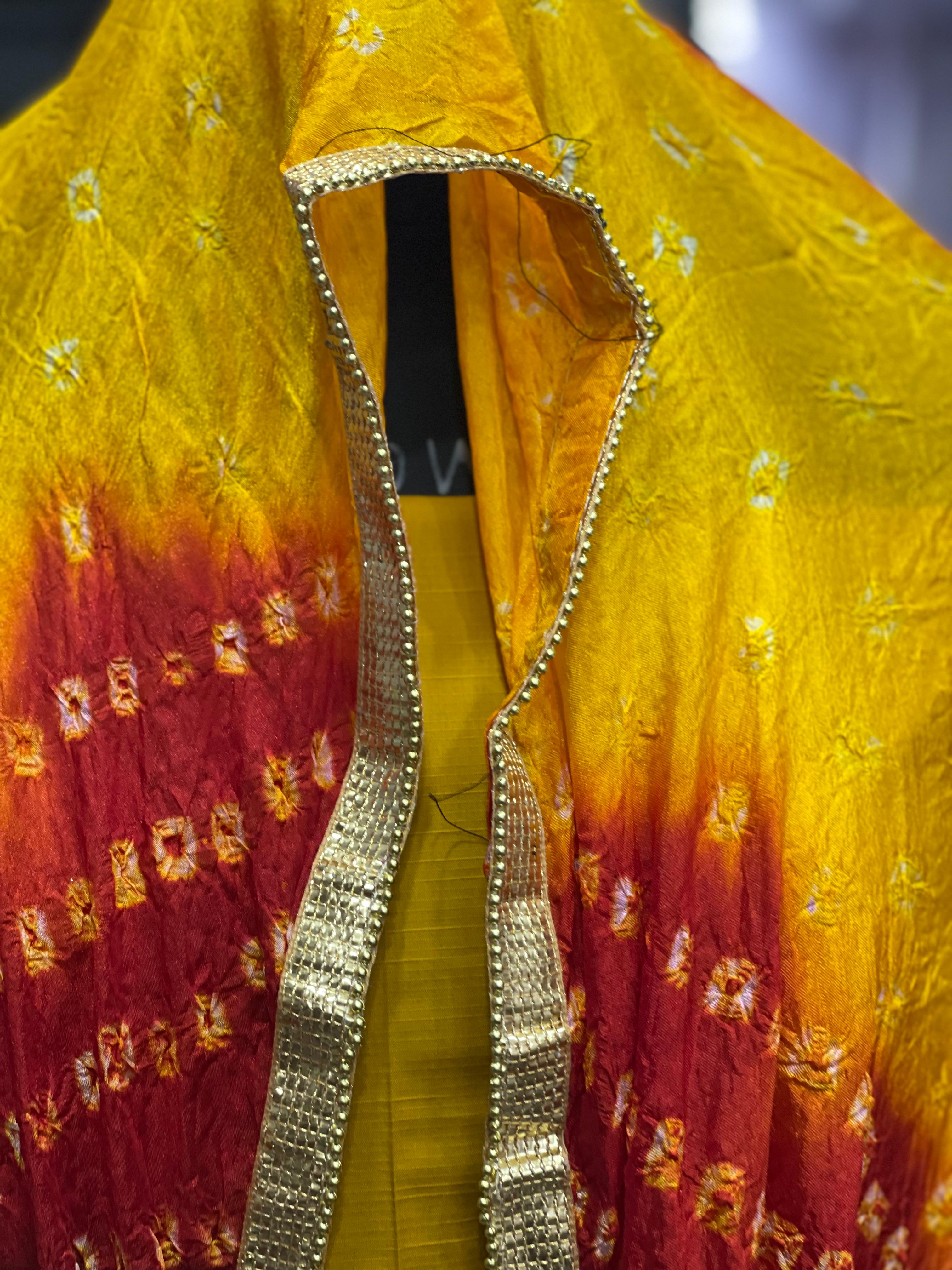 AC010 | Yello Red Duppatta || Traditional Bandhani Dupatta