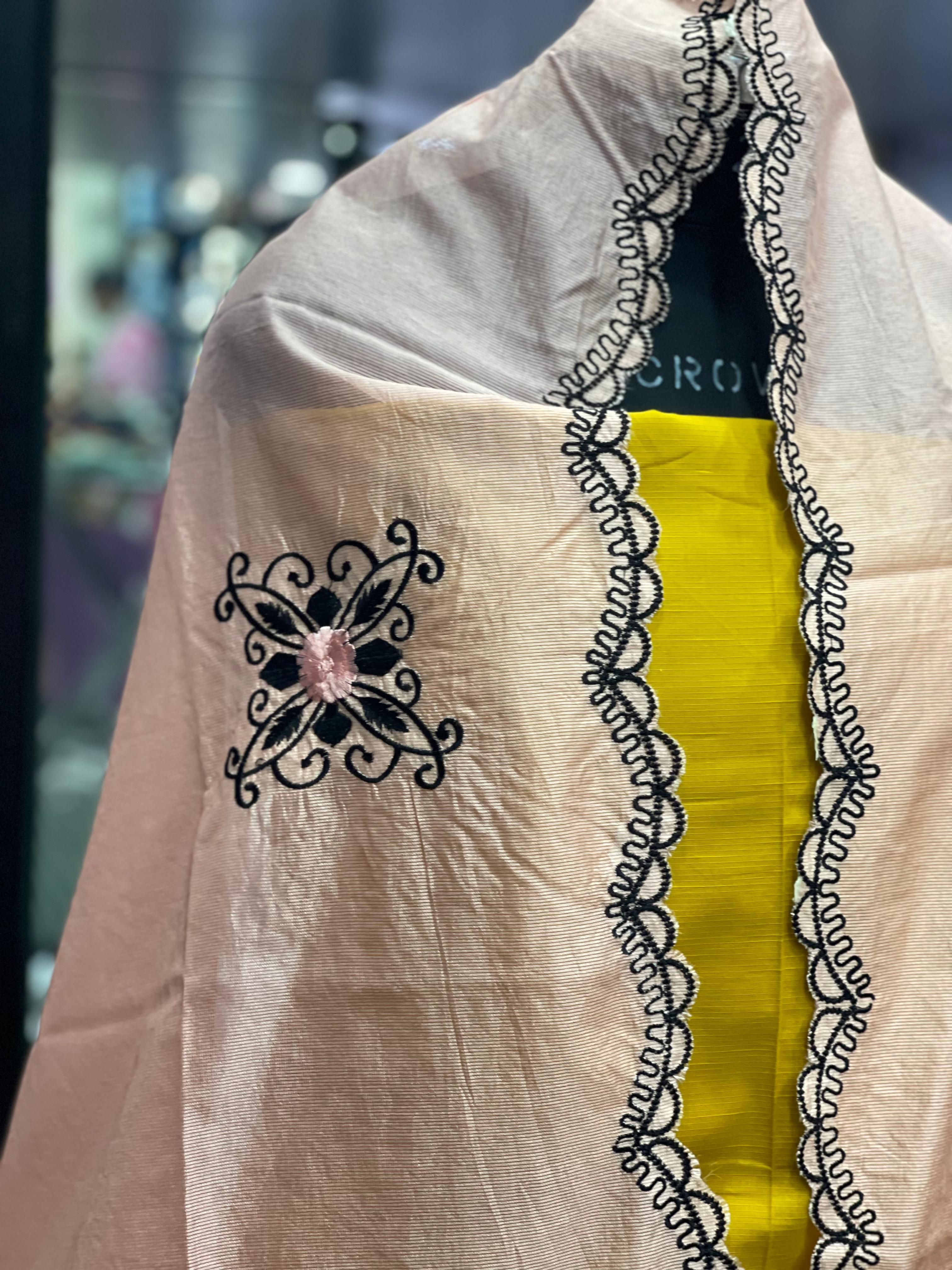 AC011 |  light peach || Embroidered Women’s Traditional Duppatta 
