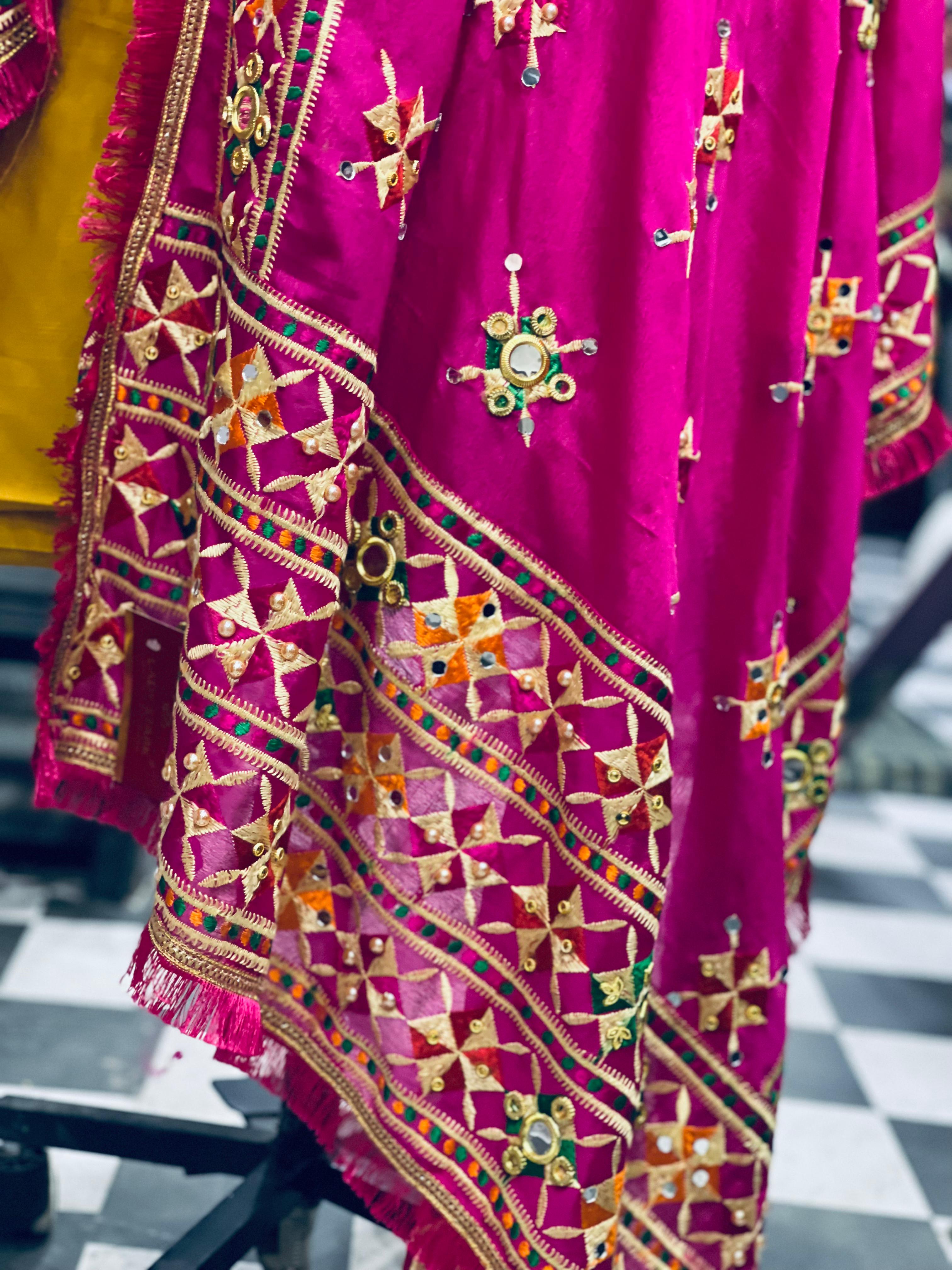  AC051 | Pink Phulkari || Pure Chanion || Traditional Embroidered Salwar Suit