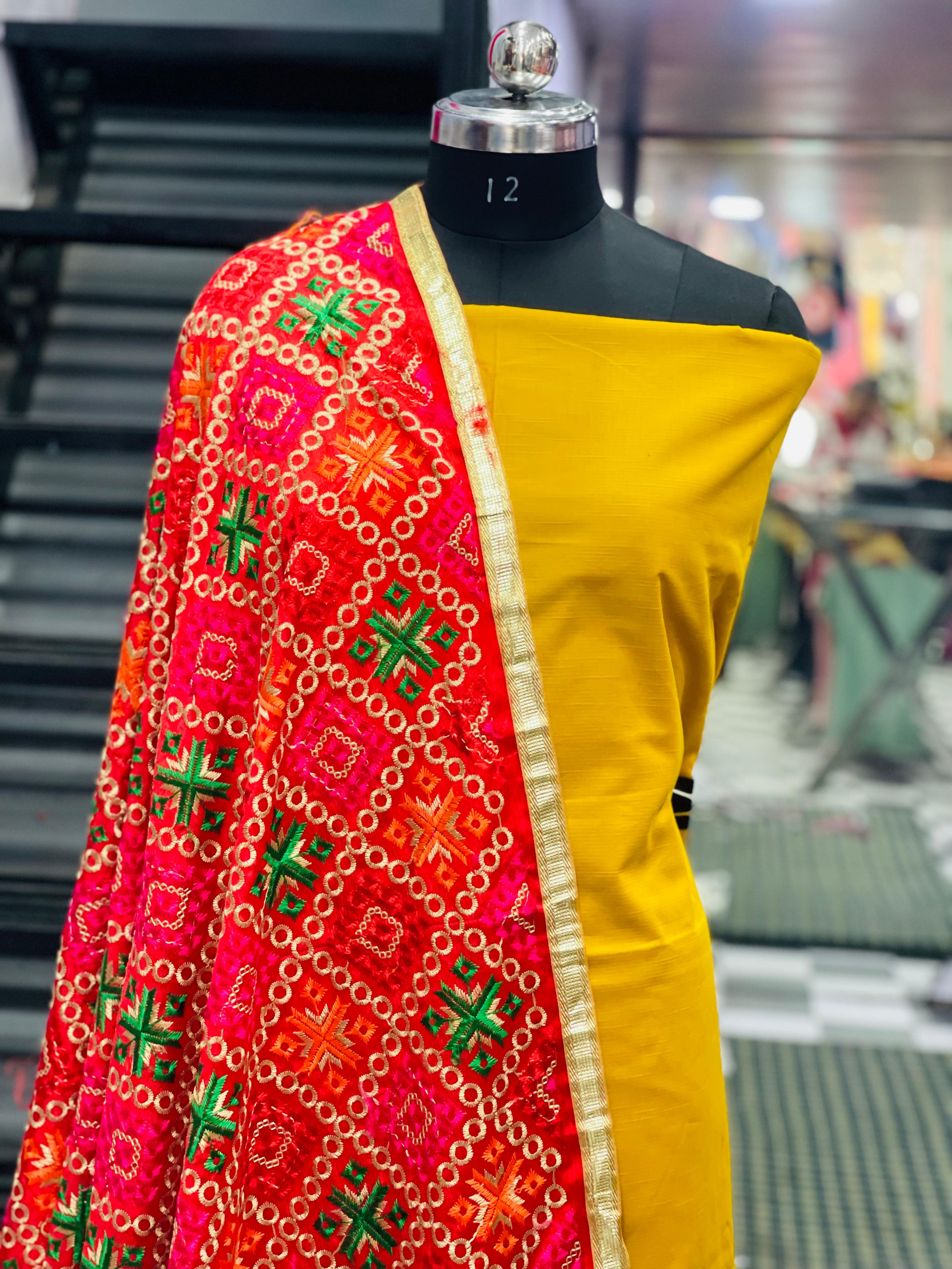  AC047 | Vibrant Yellow Salwar Suit with Embroidered Dupatta