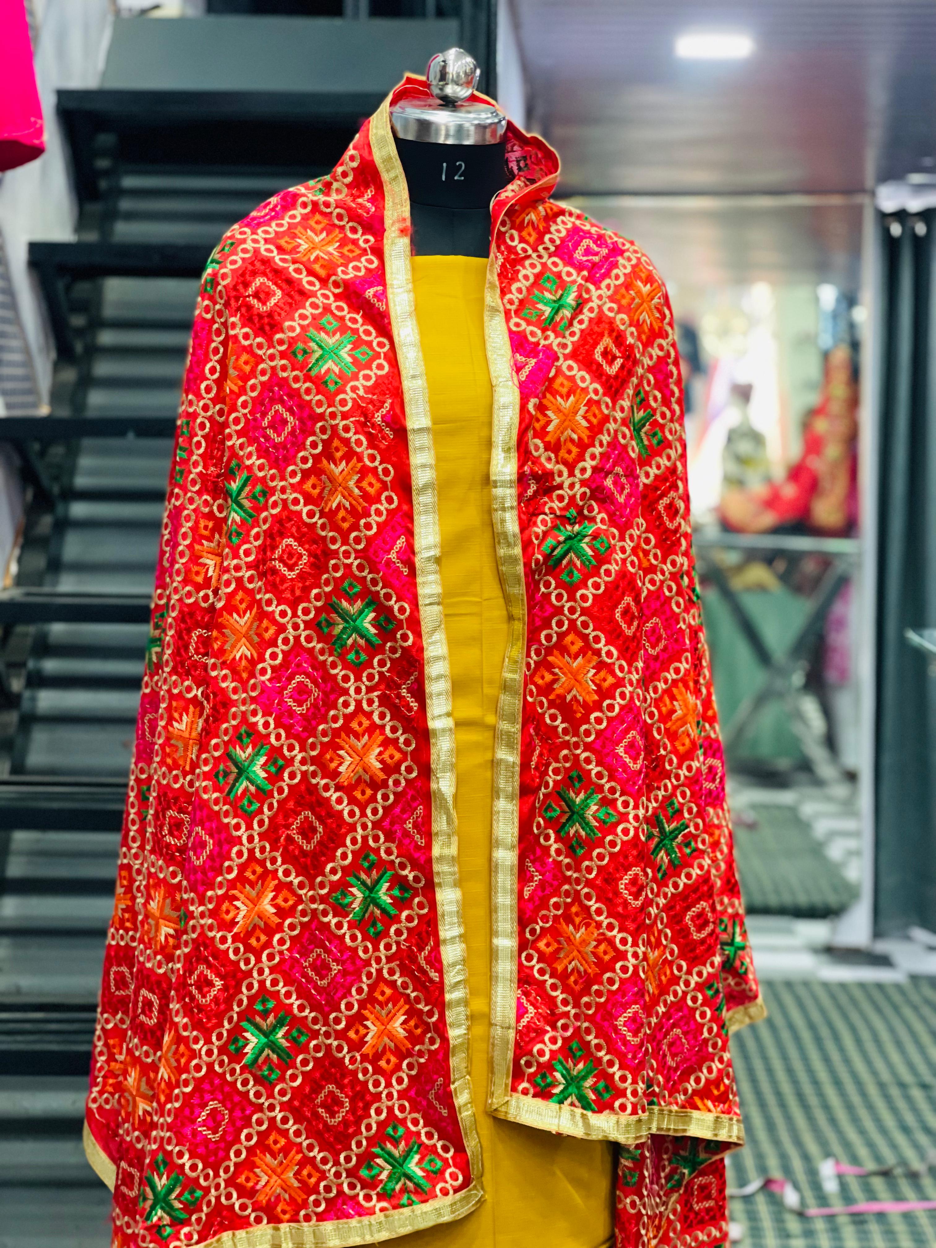  AC047 | Vibrant Yellow Salwar Suit with Embroidered Dupatta