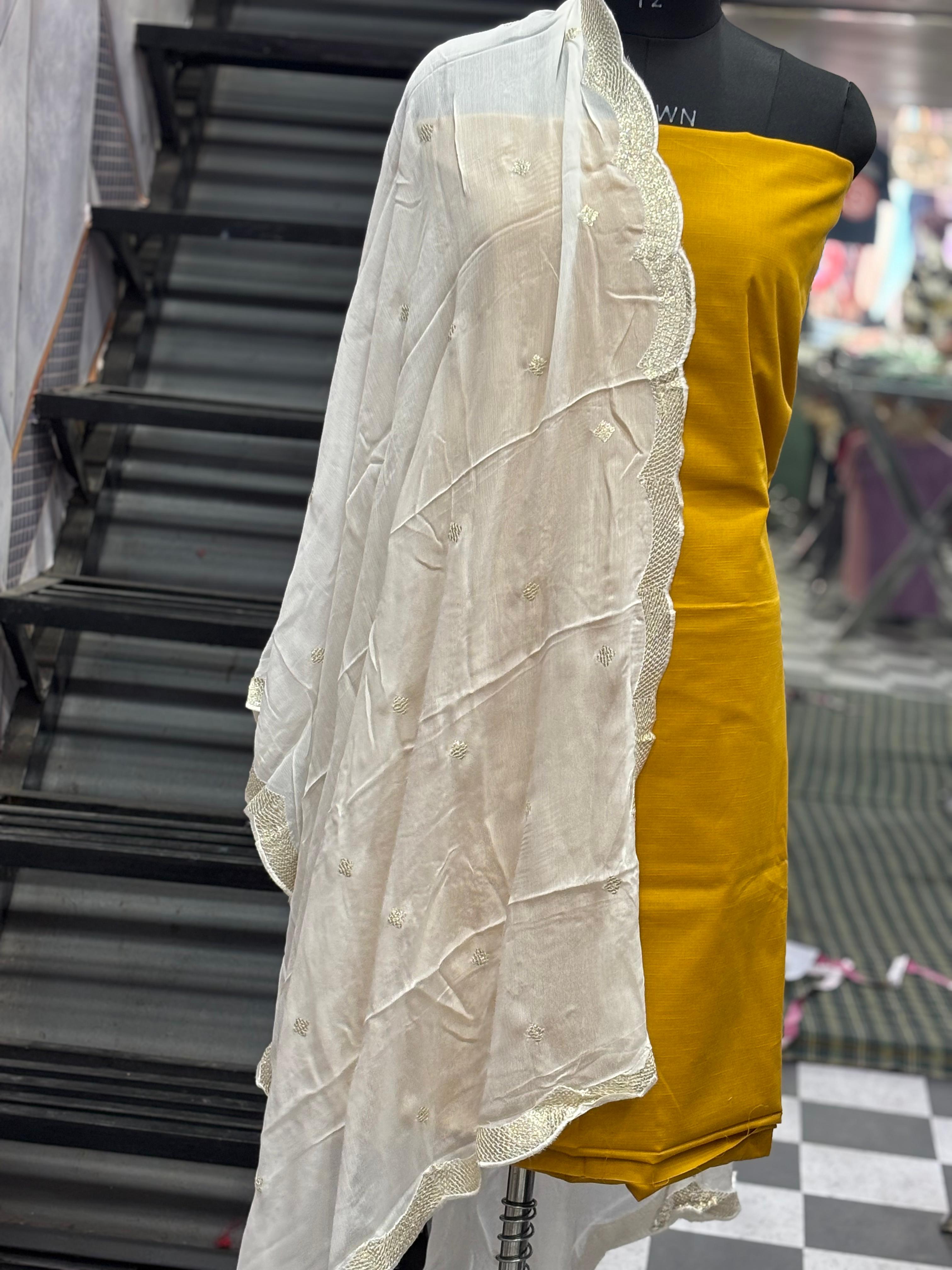  AC029 | chanon Duppatta || White Dupatta || Thread Work