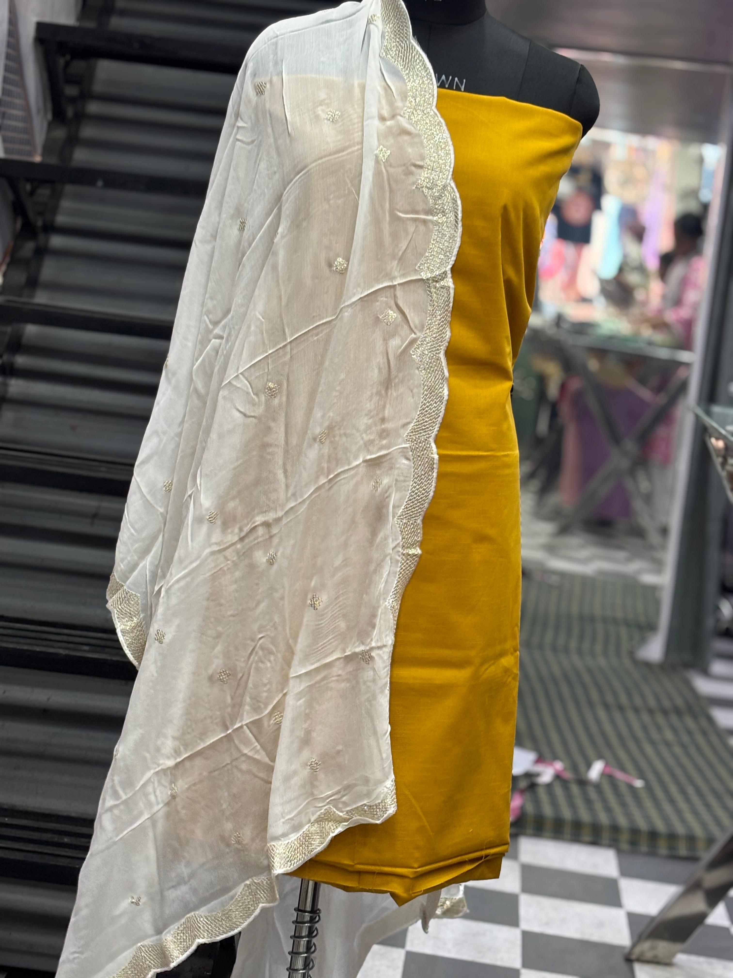  AC029 | chanon Duppatta || White Dupatta || Thread Work