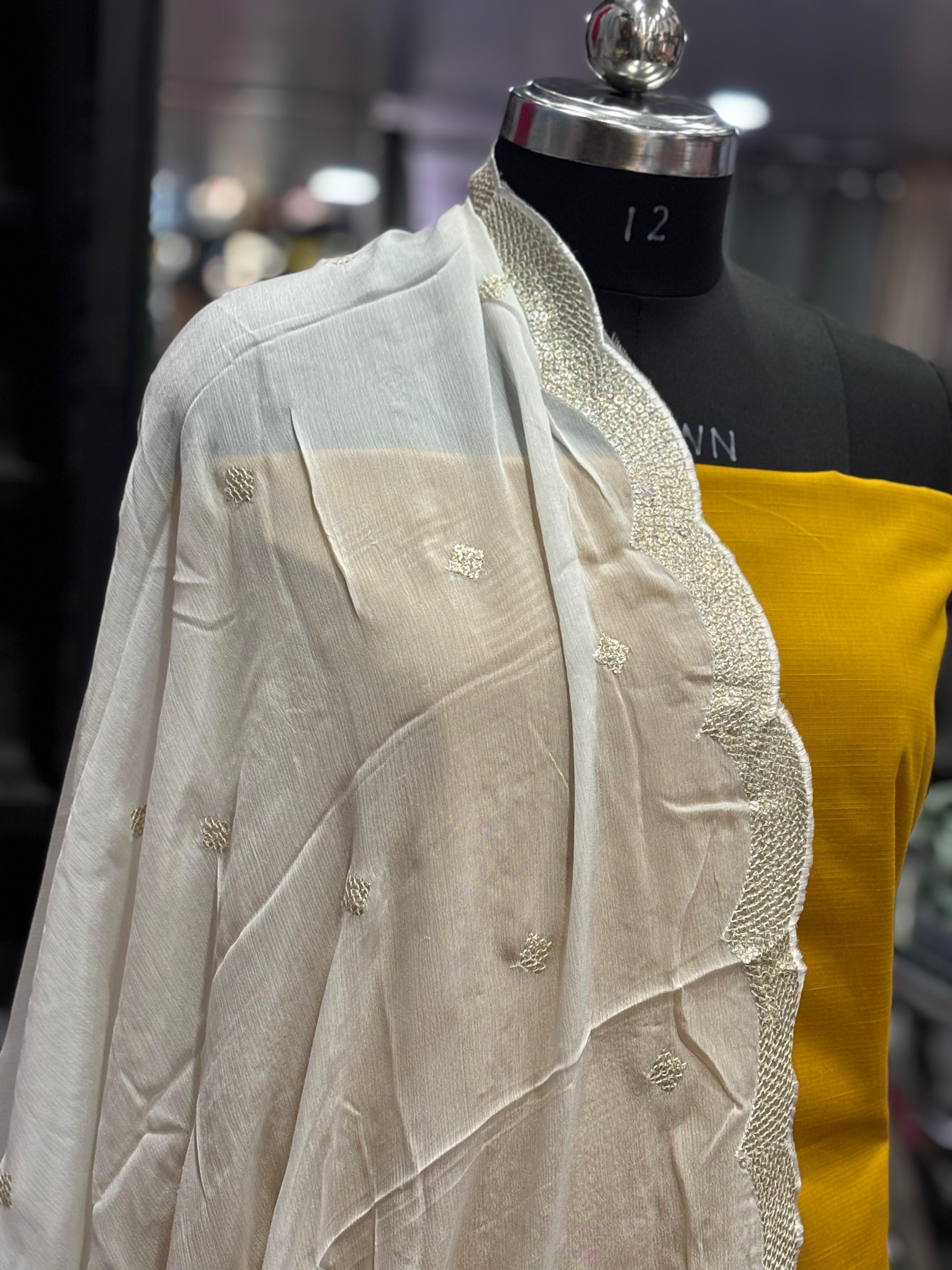  AC029 | chanon Duppatta || White Dupatta || Thread Work