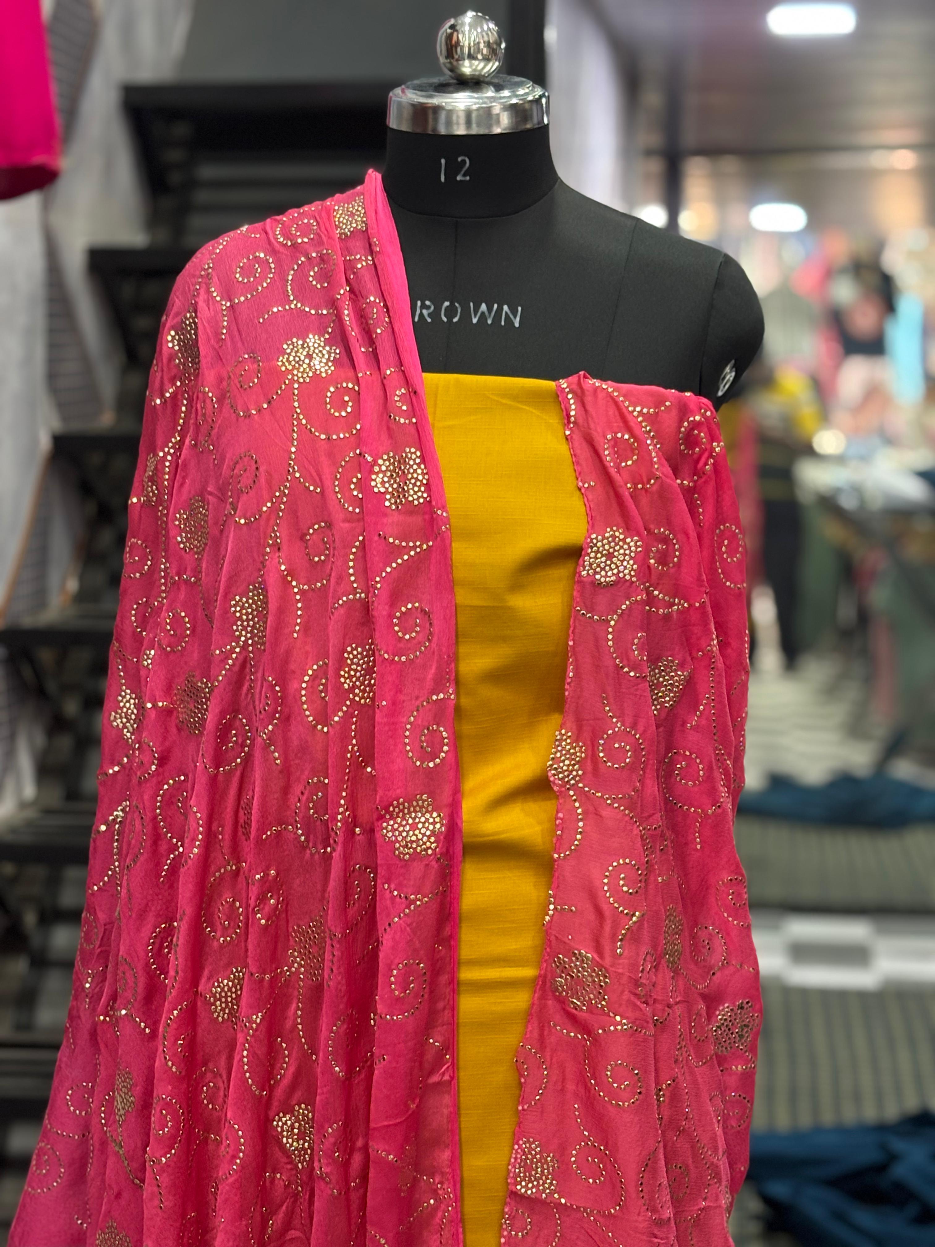  AC016 | Embroidered Red Dupatta || Thread Work || New Duppatta
